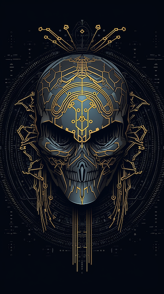 a skull with a gold pattern