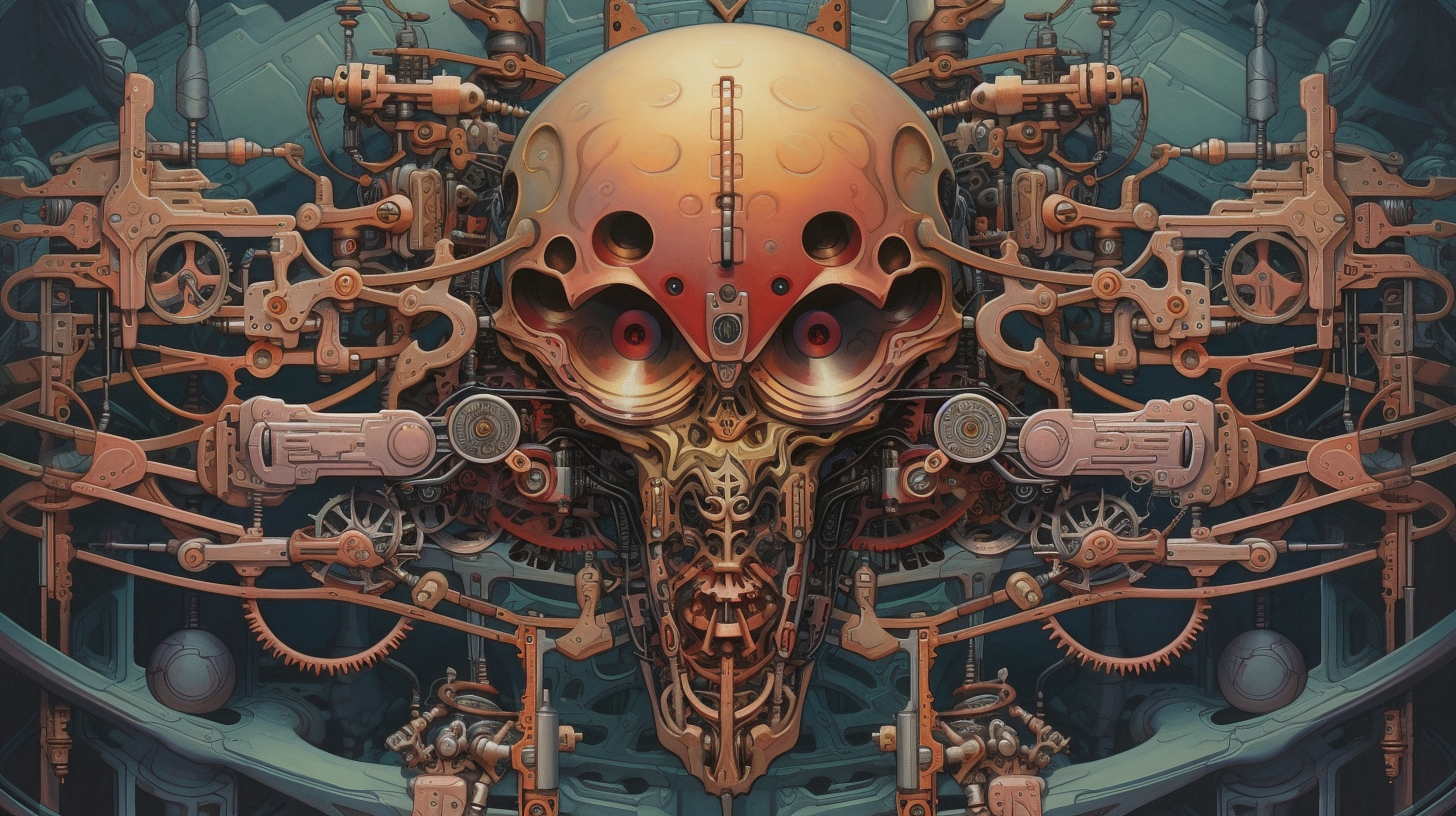 a metal skull with gears and gears