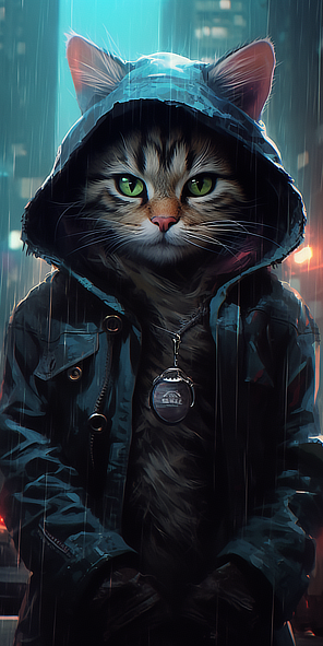 a cat wearing a rain coat