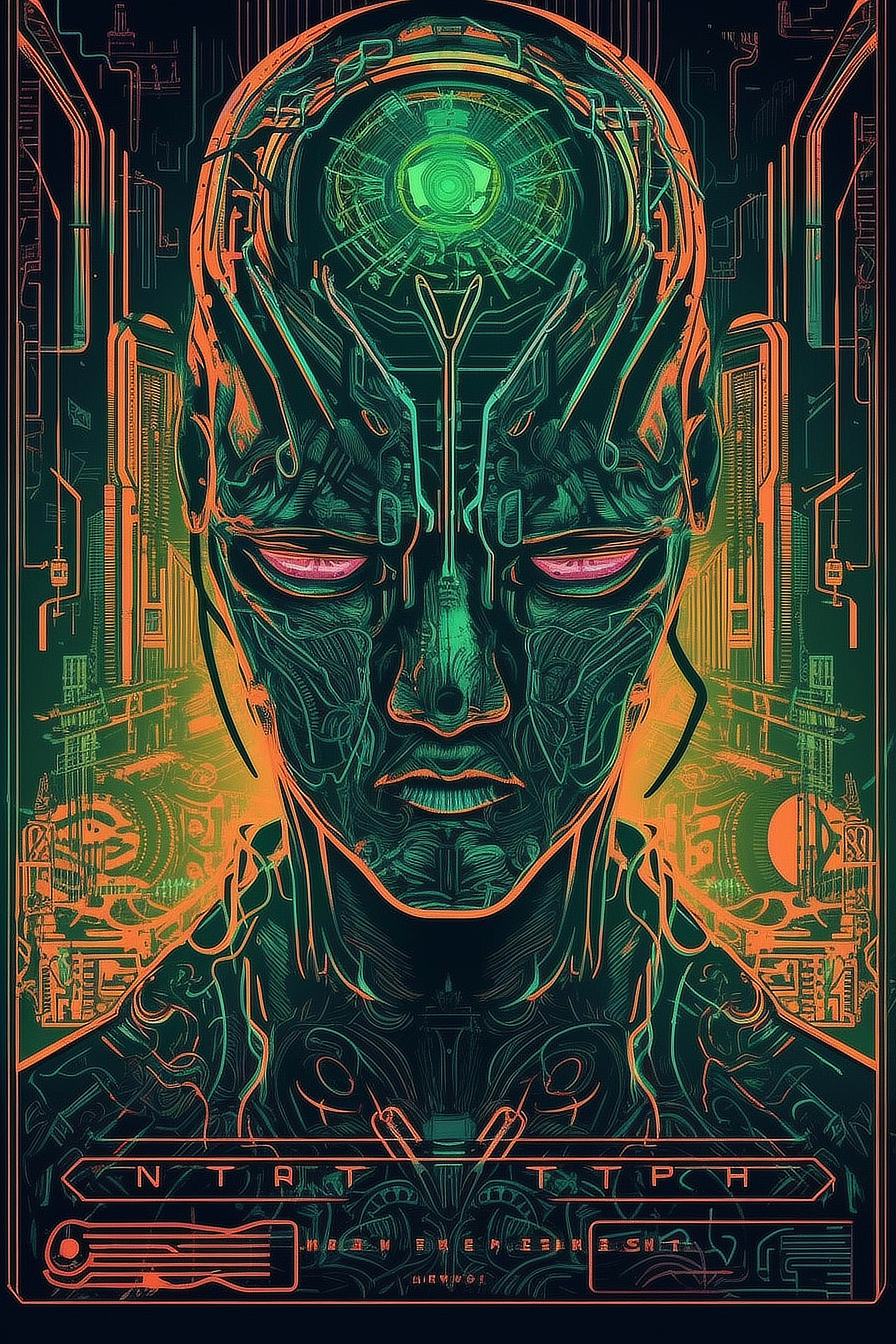 a man with a green and orange face