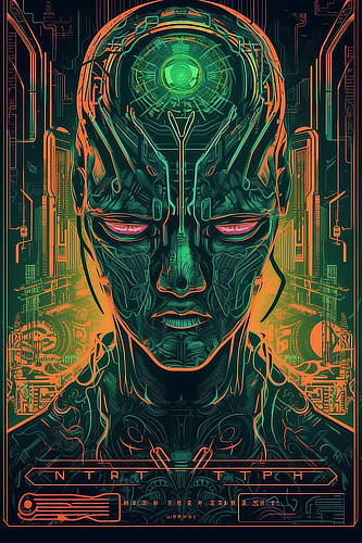 a man with a green and orange face