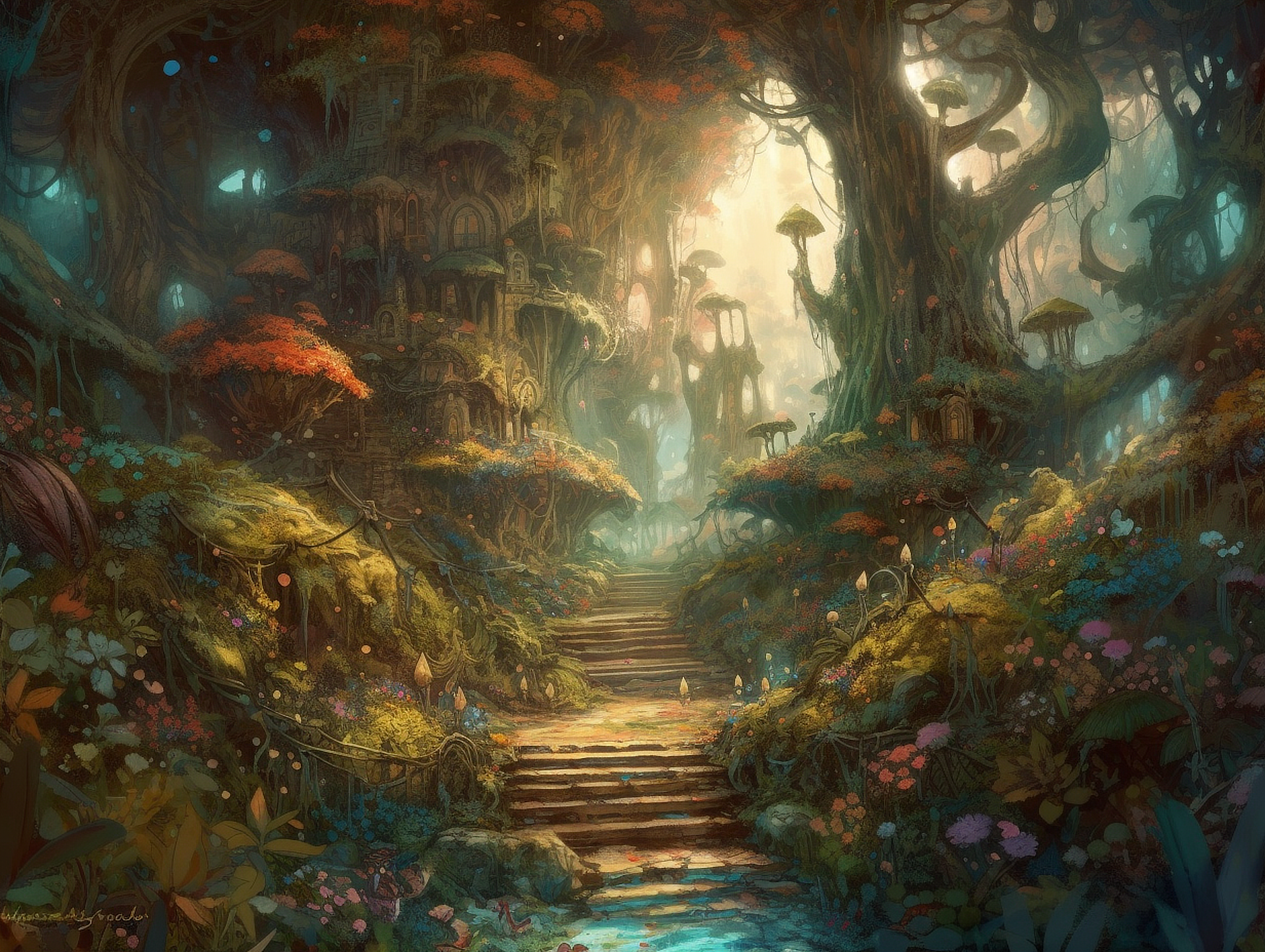 a path in a forest with trees and plants