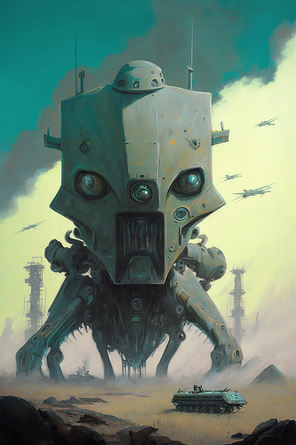 a robot with large eyes and a large mouth