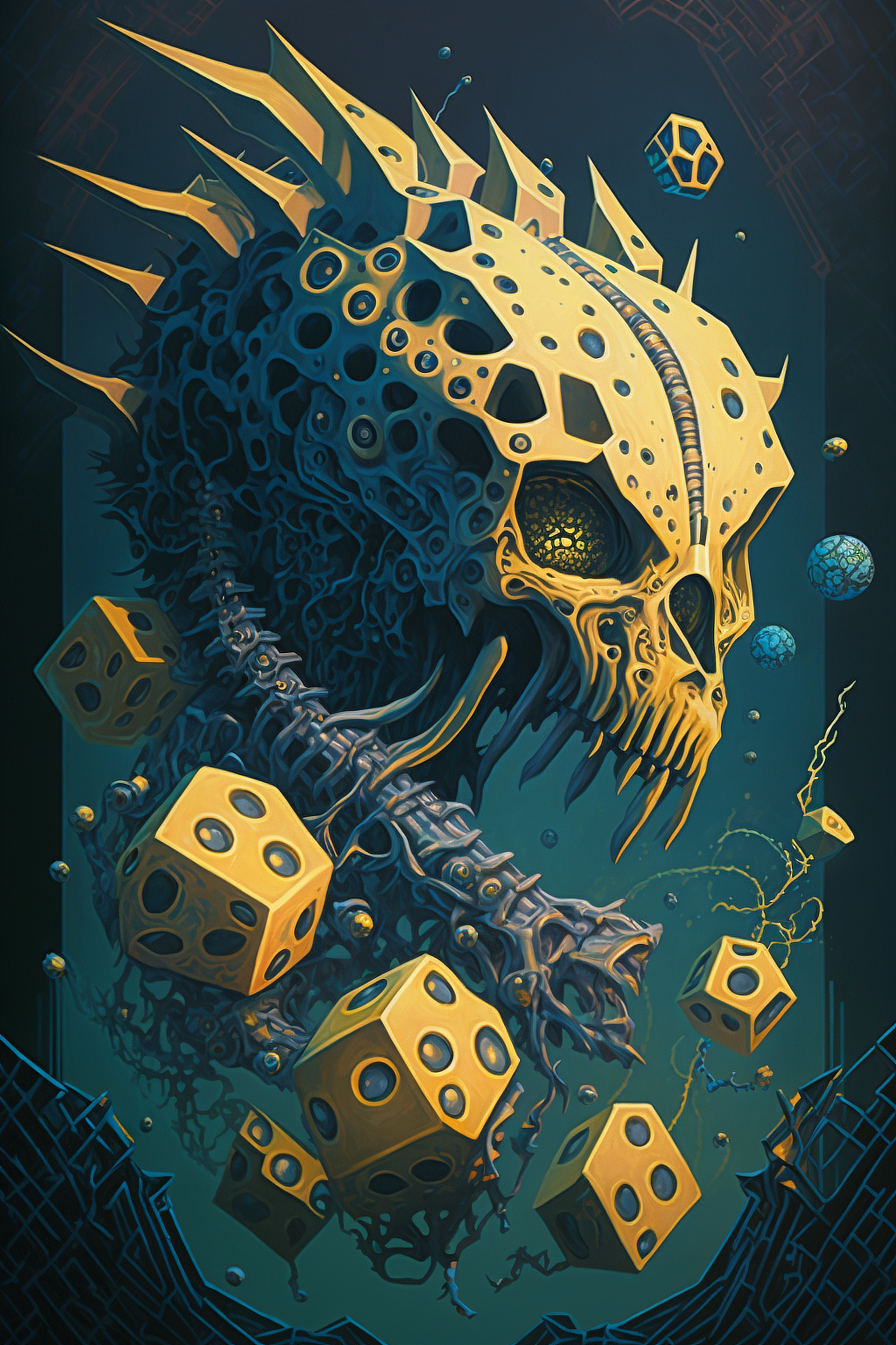 a yellow skull with a yellow and black skull with a yellow and black skull