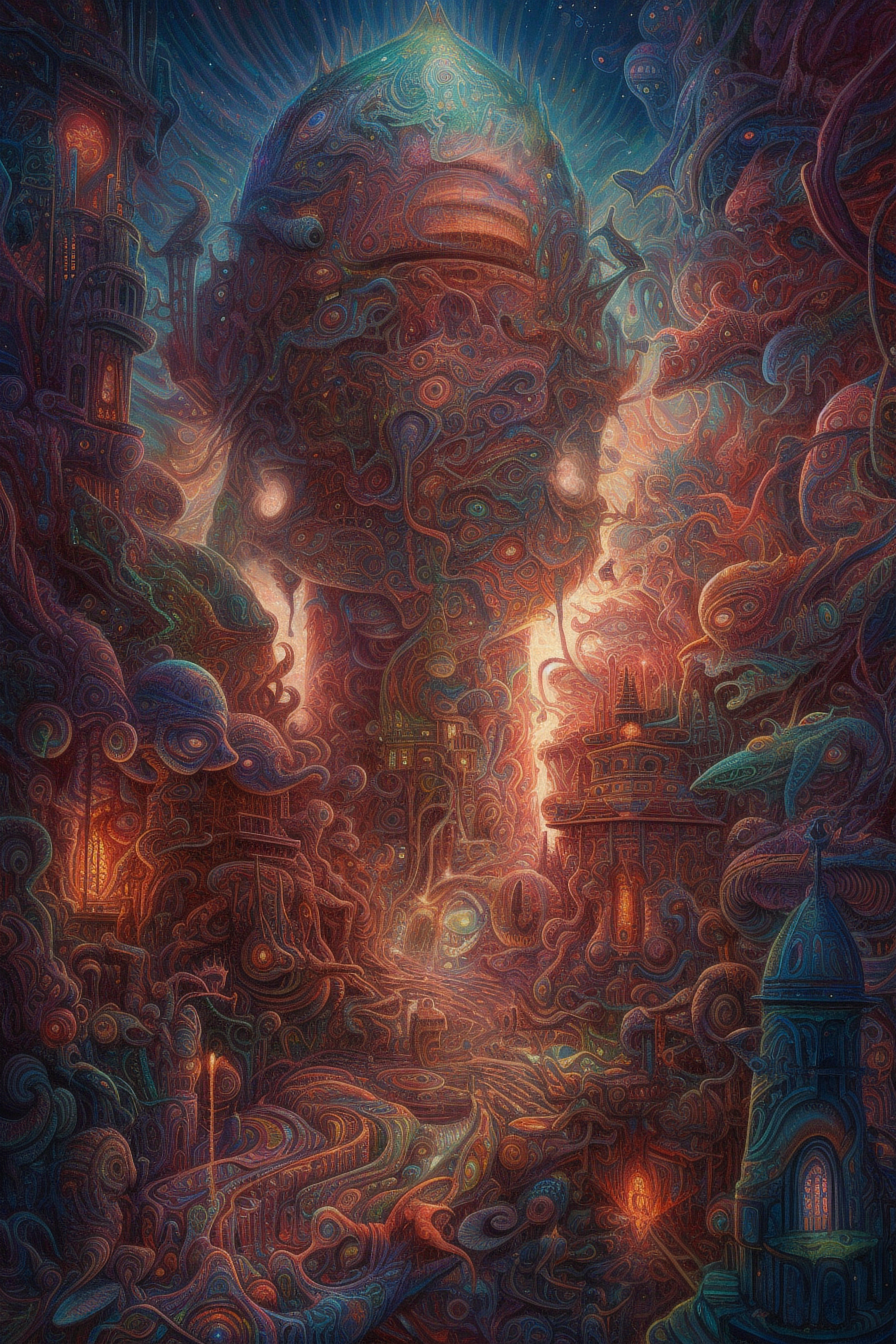 a colorful artwork of a fantasy town