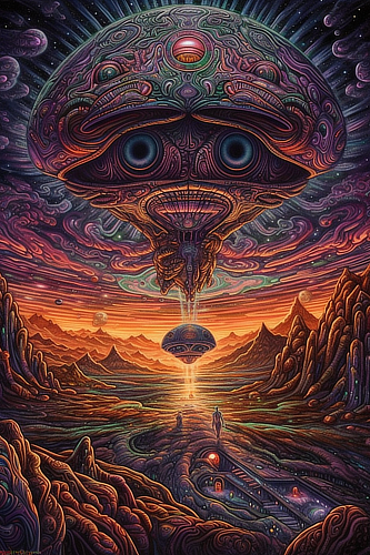 a painting of a alien ship
