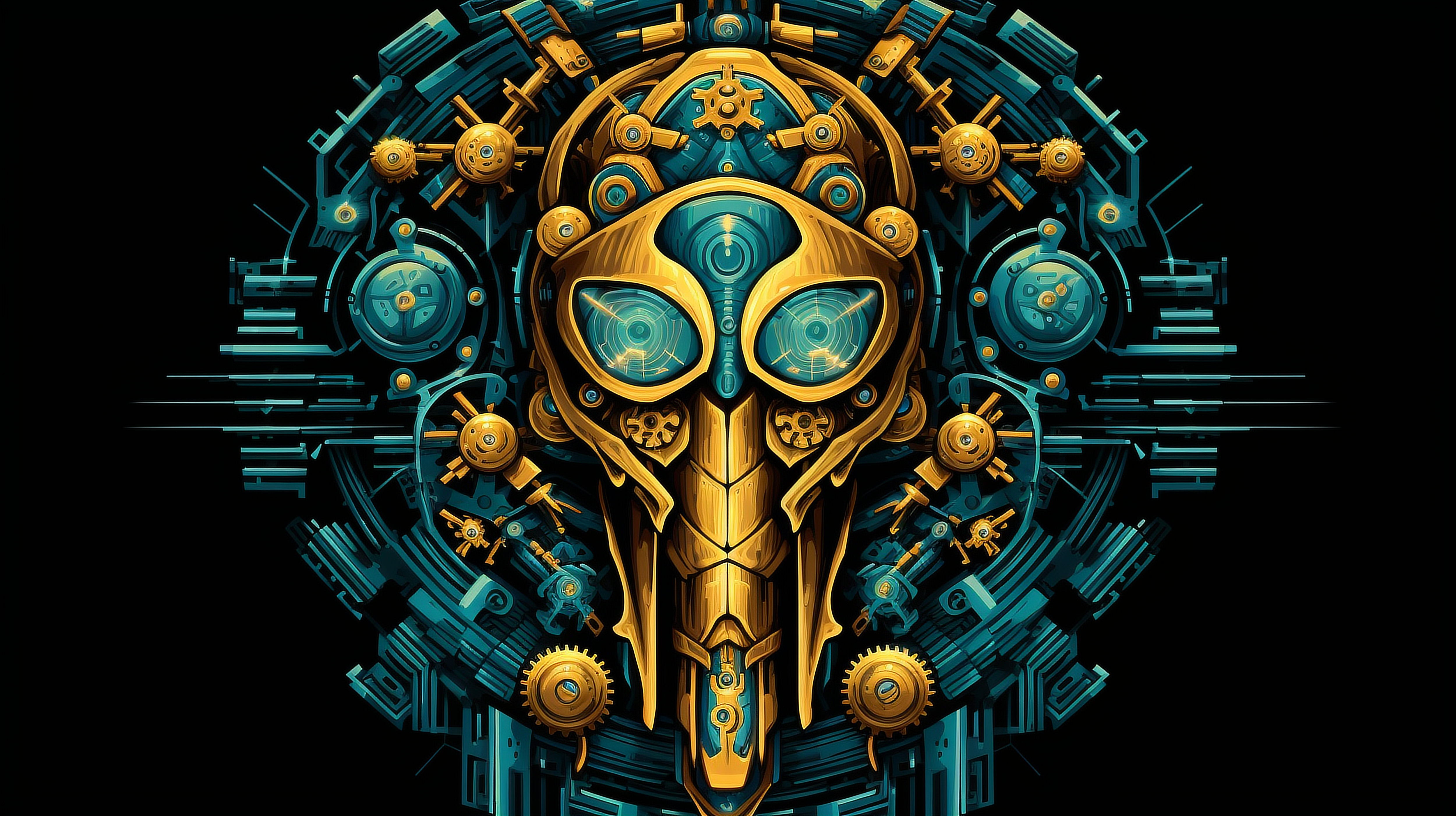 a gold and blue machine