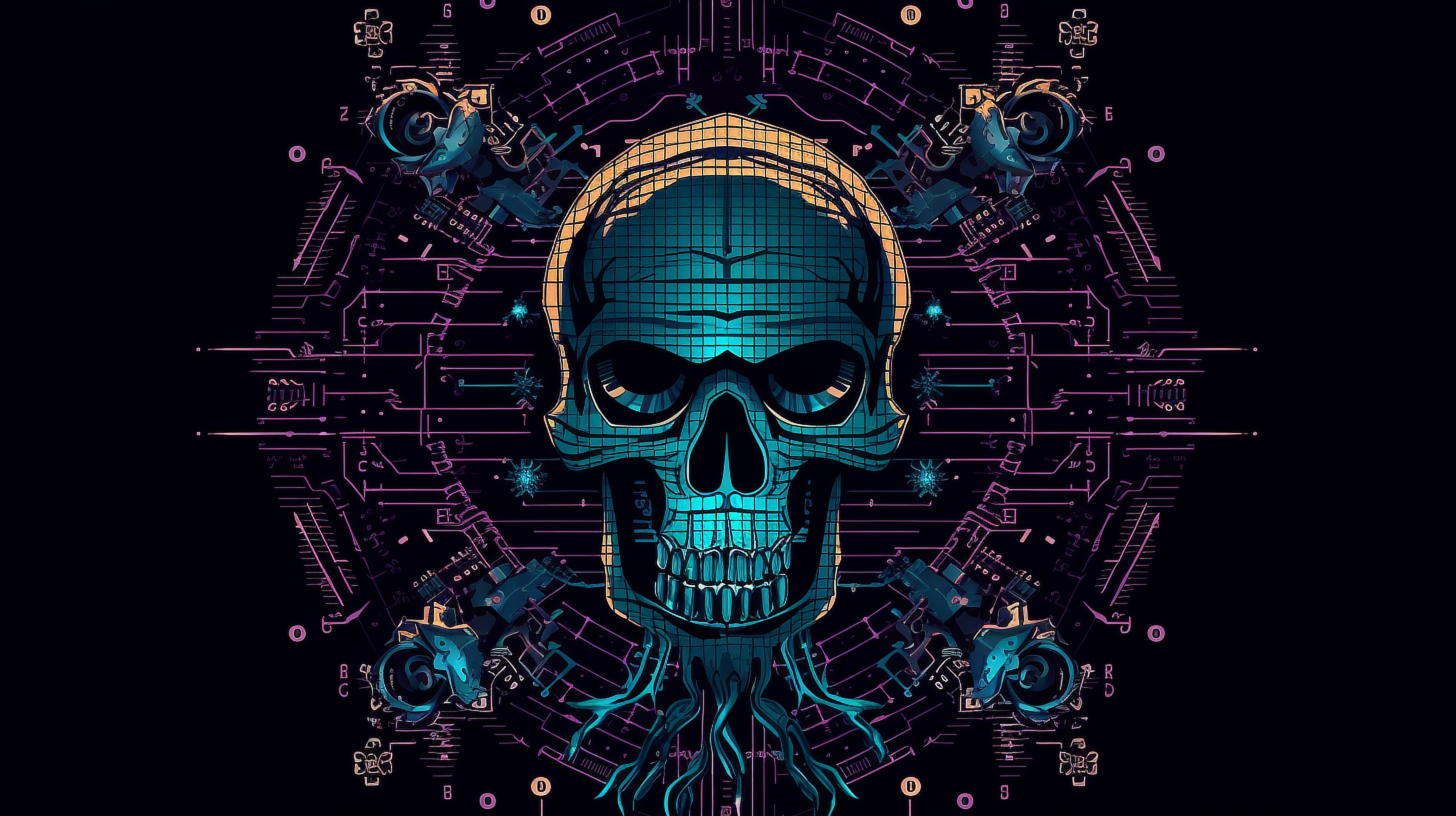 a skull with a grid pattern