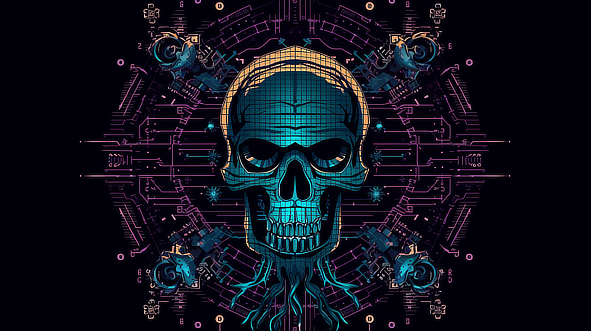 a skull with a grid pattern