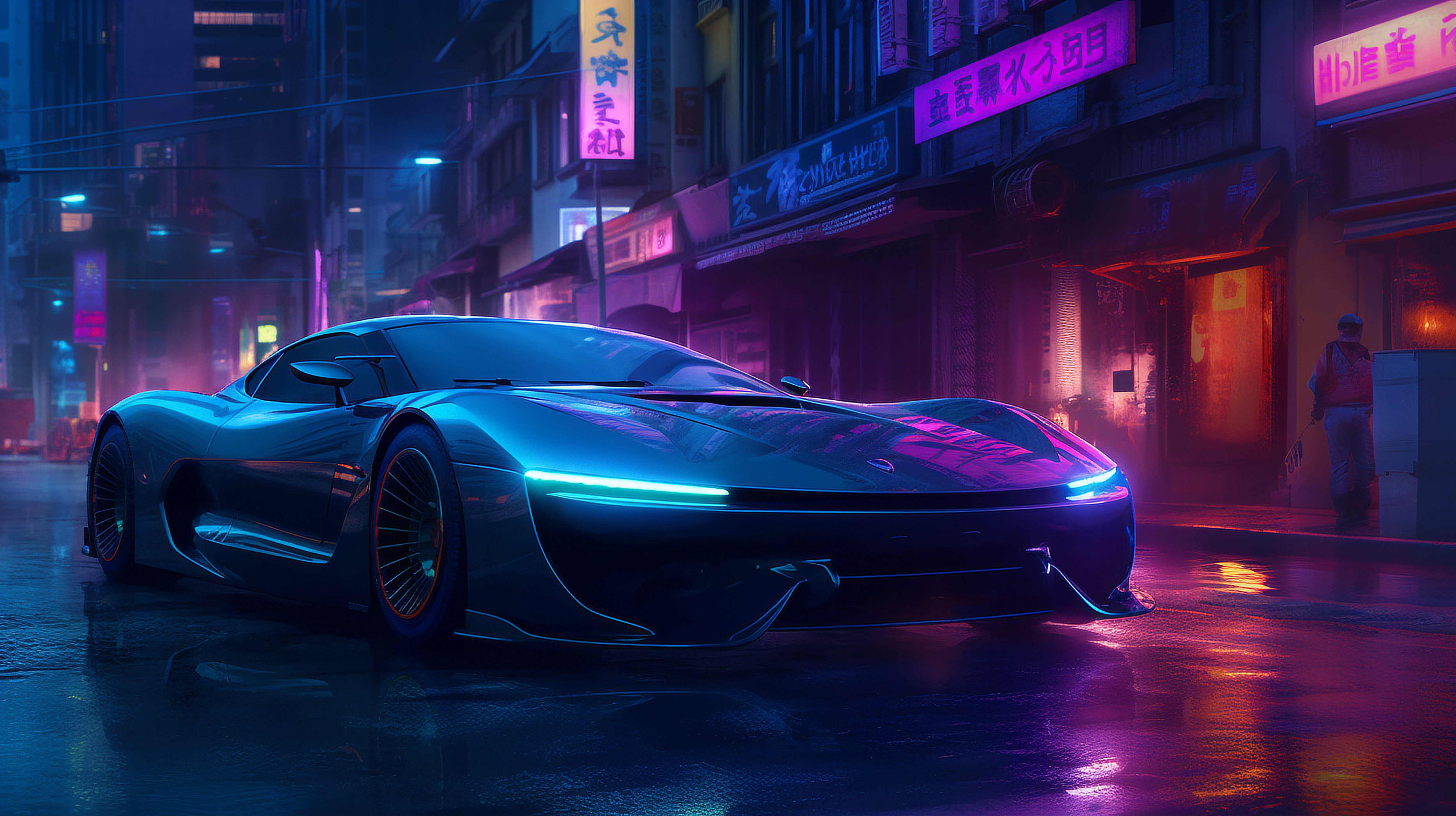 a sports car on a street