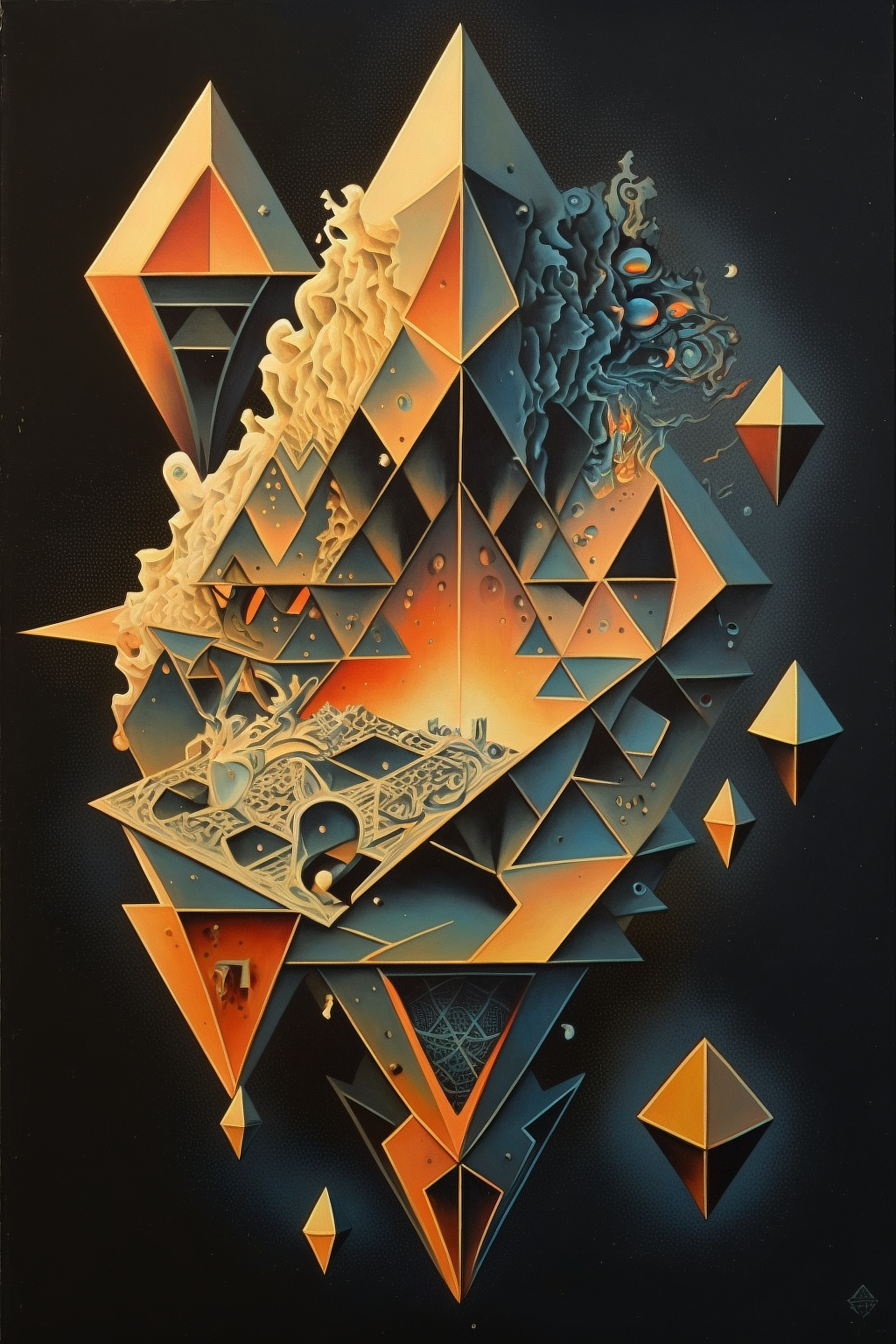 a colorful art of a pyramid