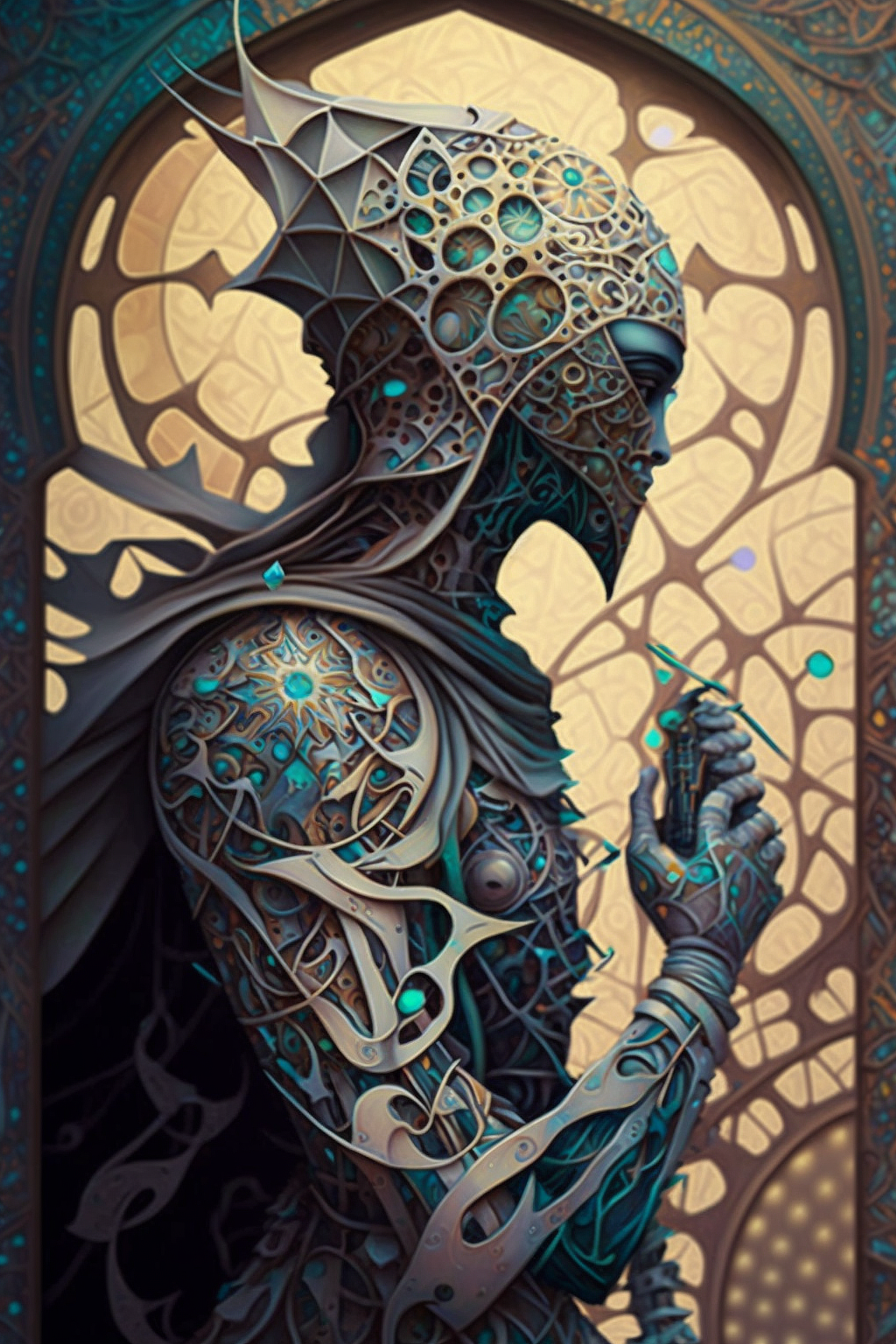 a artwork of a man wearing a mask