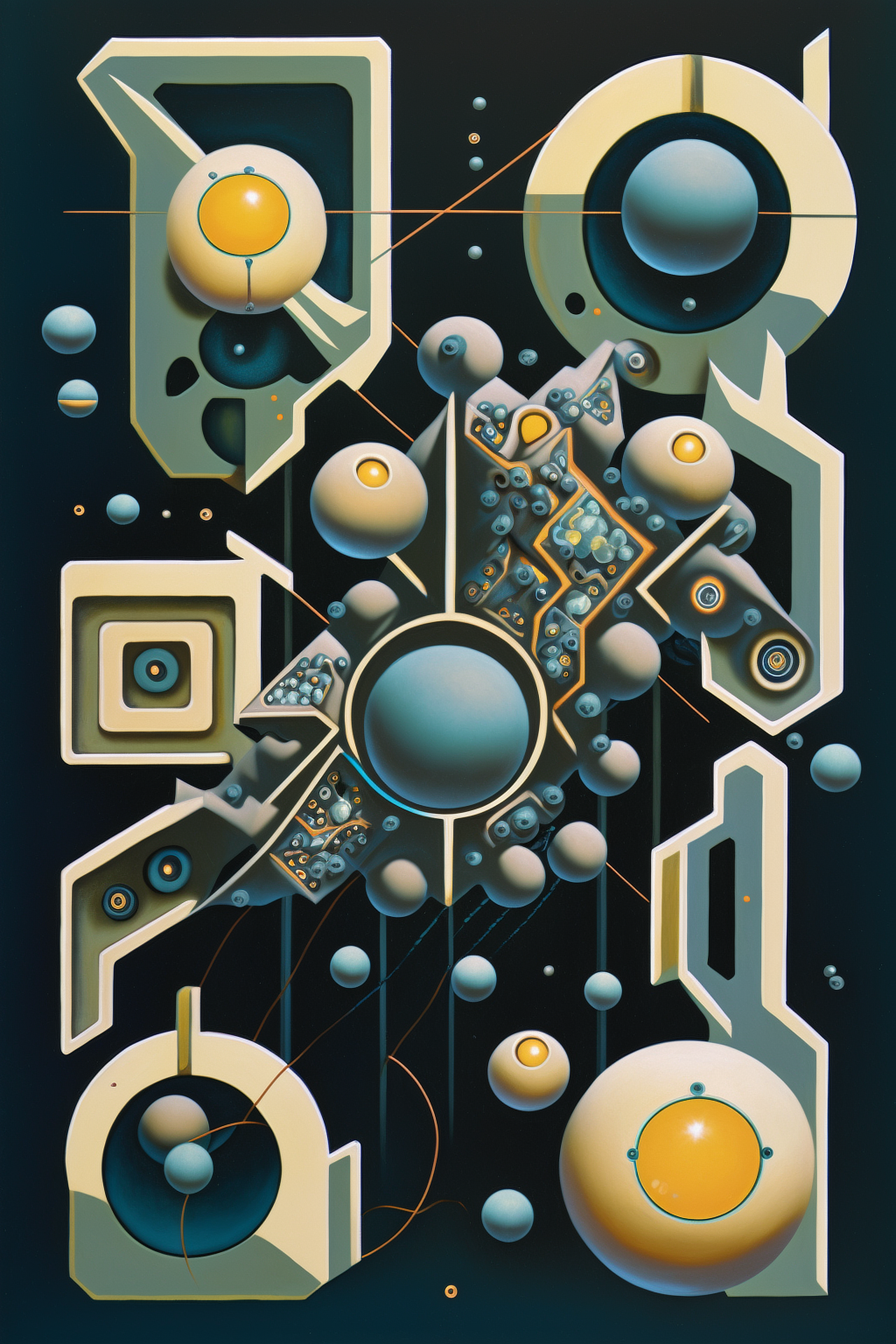 a painting of circles and dots
