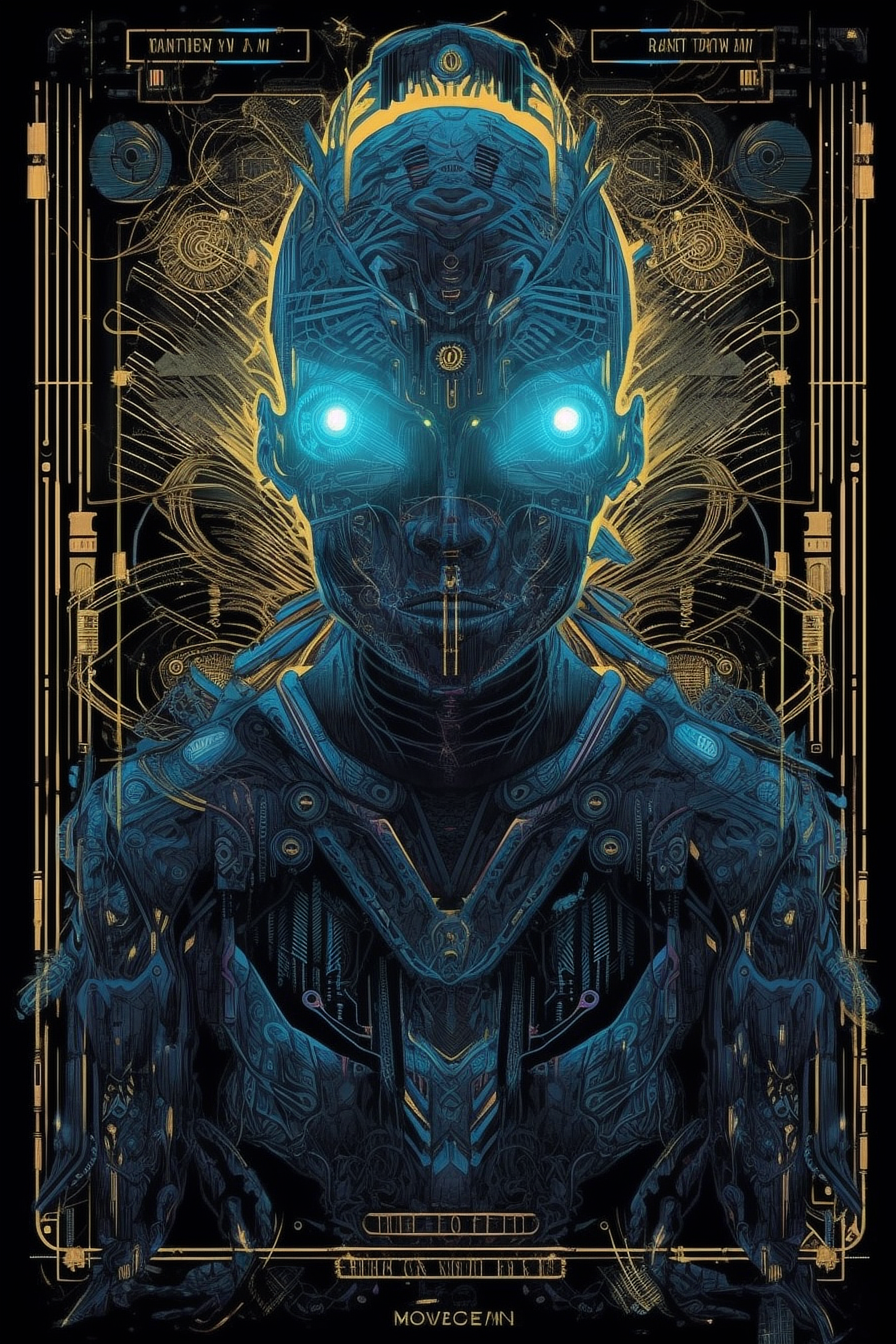 a robot with glowing eyes