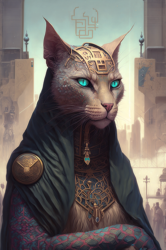 a cat with a cape and a cloak