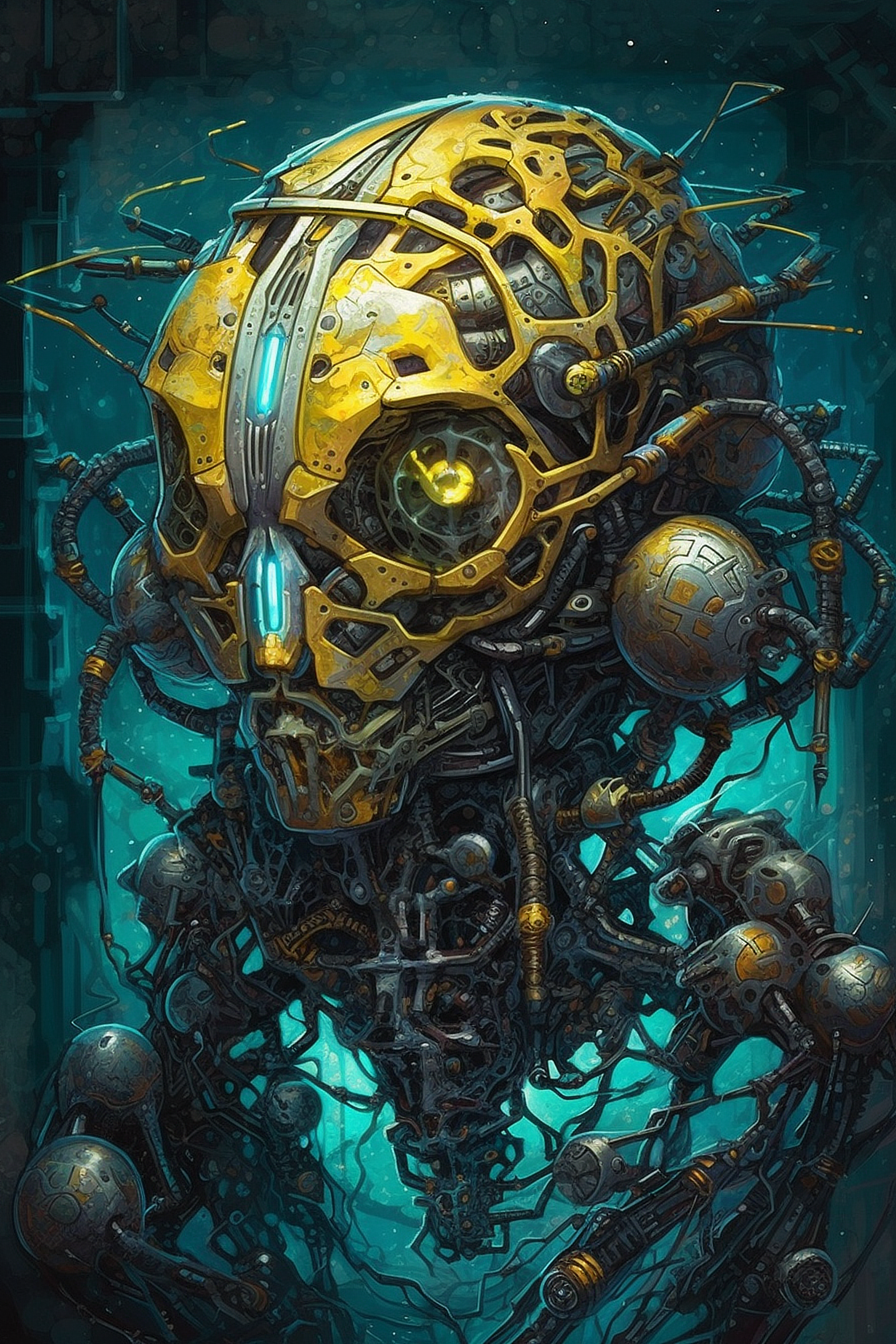 a yellow and black robot