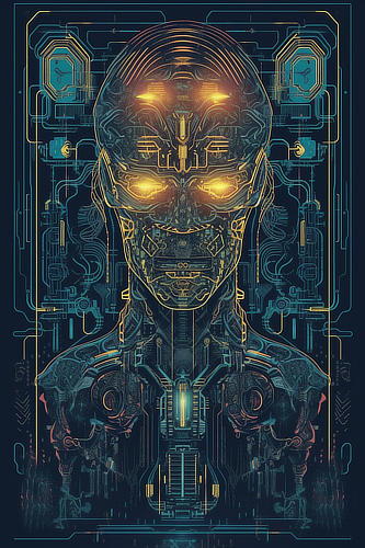 a digital art of a robot