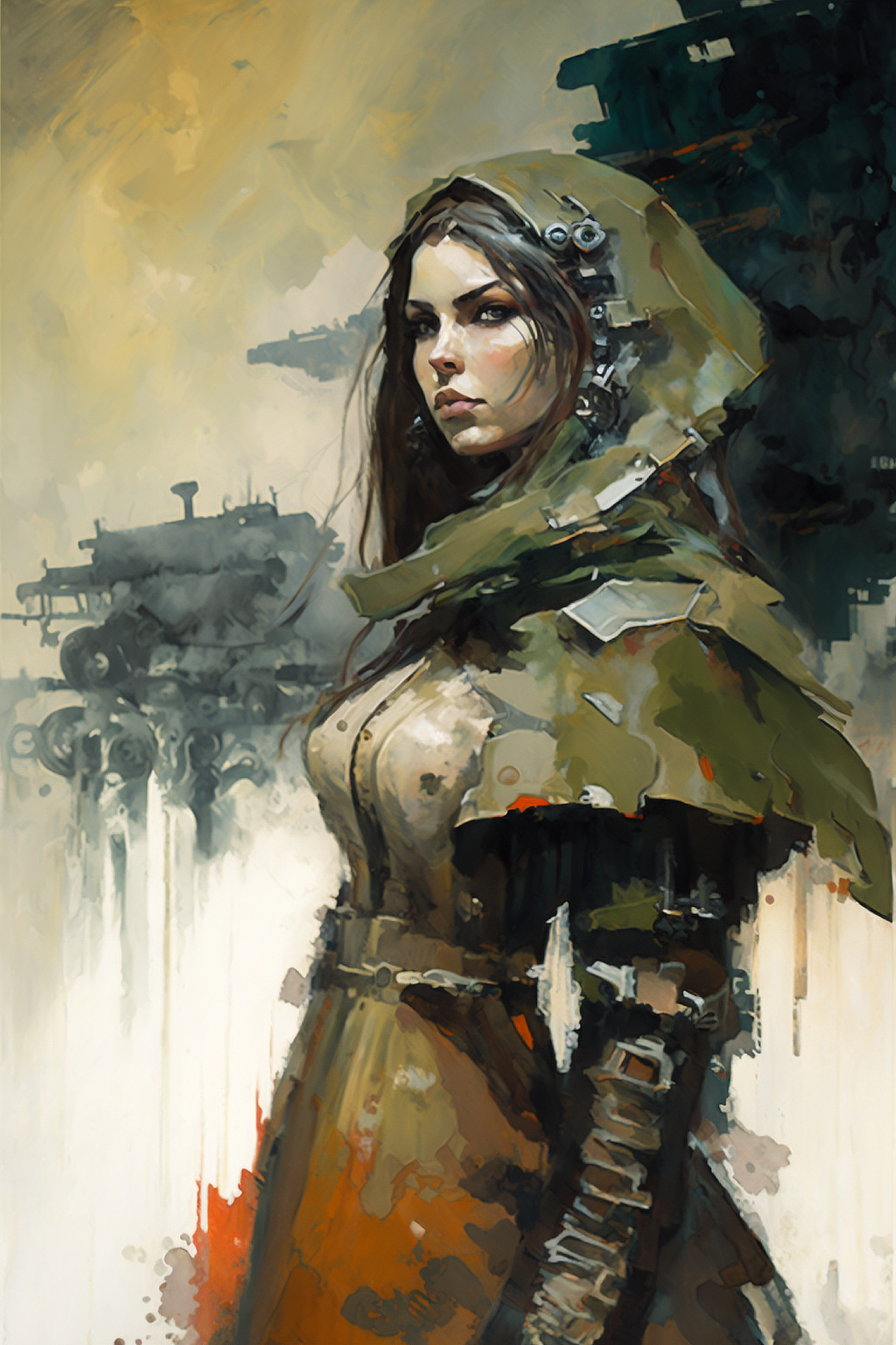 a woman in a green robe