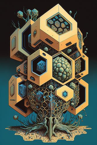 a artwork of a plant with many different shapes