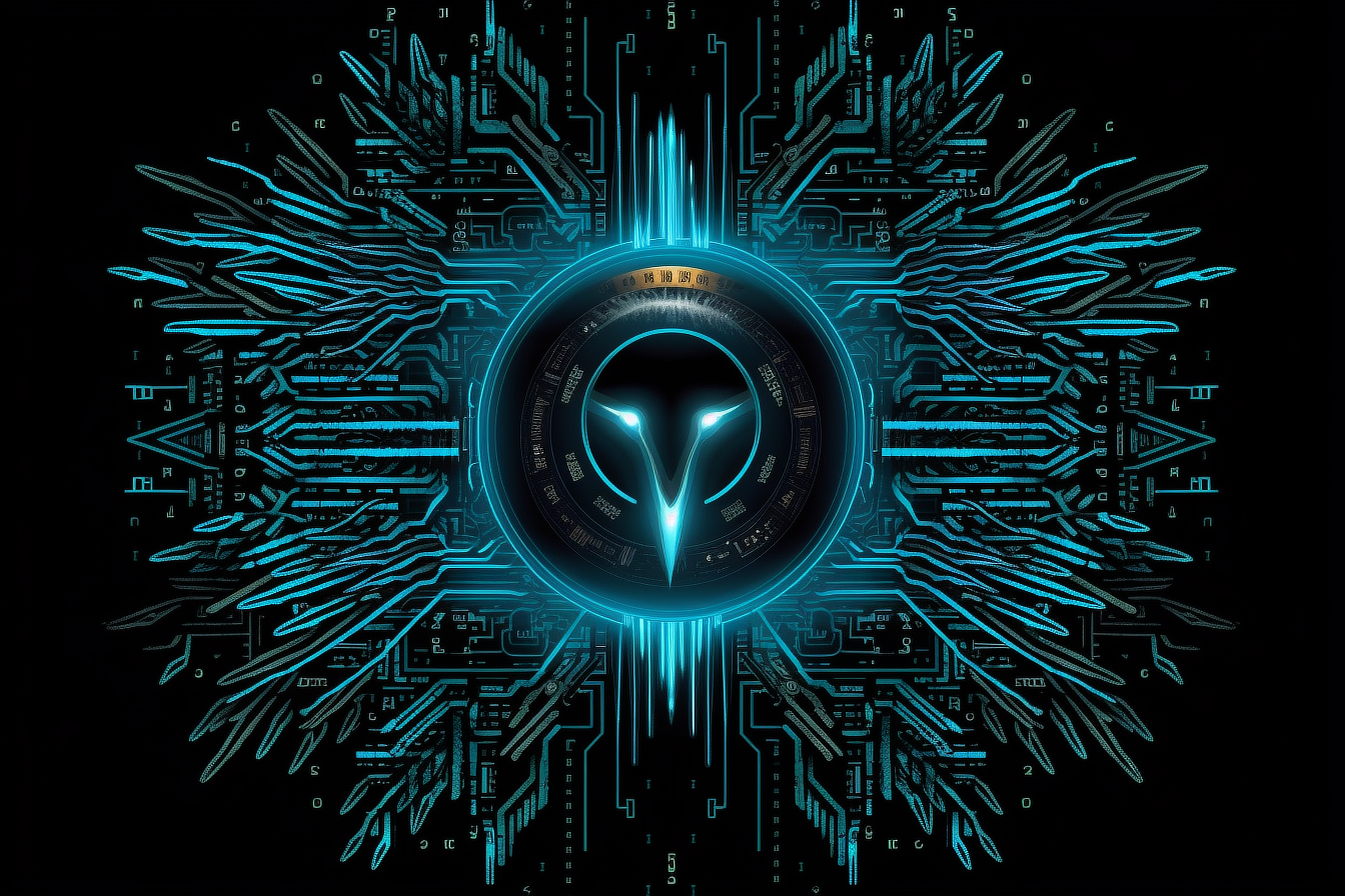 a blue and black circular object with lines and symbols