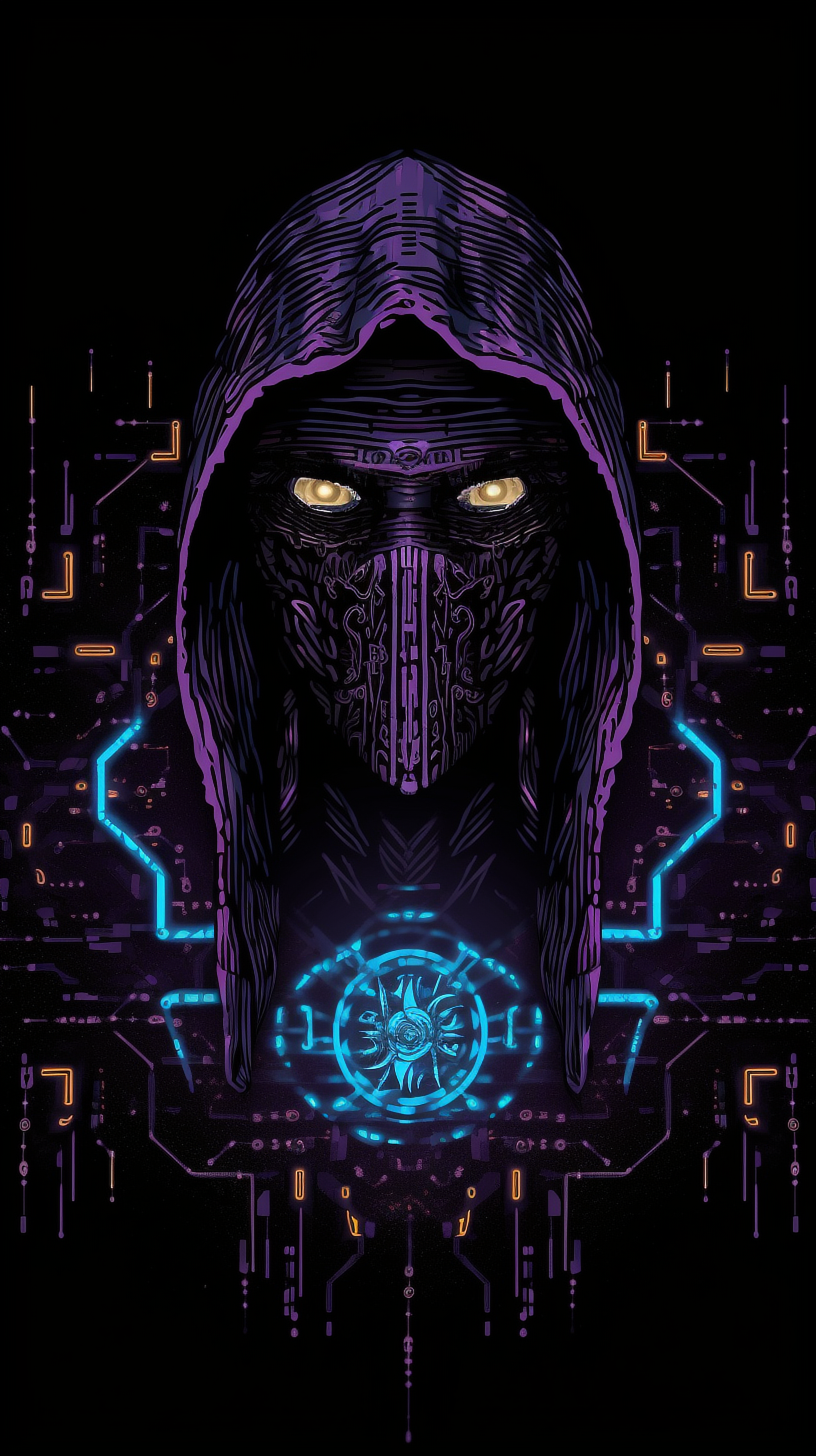 a digital art of a person wearing a mask