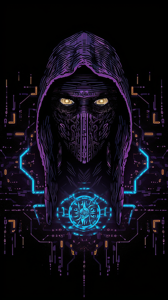 a digital art of a person wearing a mask