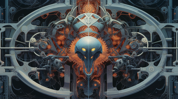 a computer generated artwork of a robot