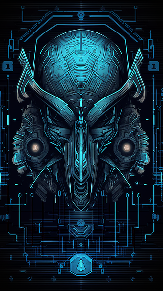 a blue and black robot mask