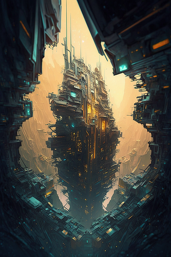 a large metal structure with lights