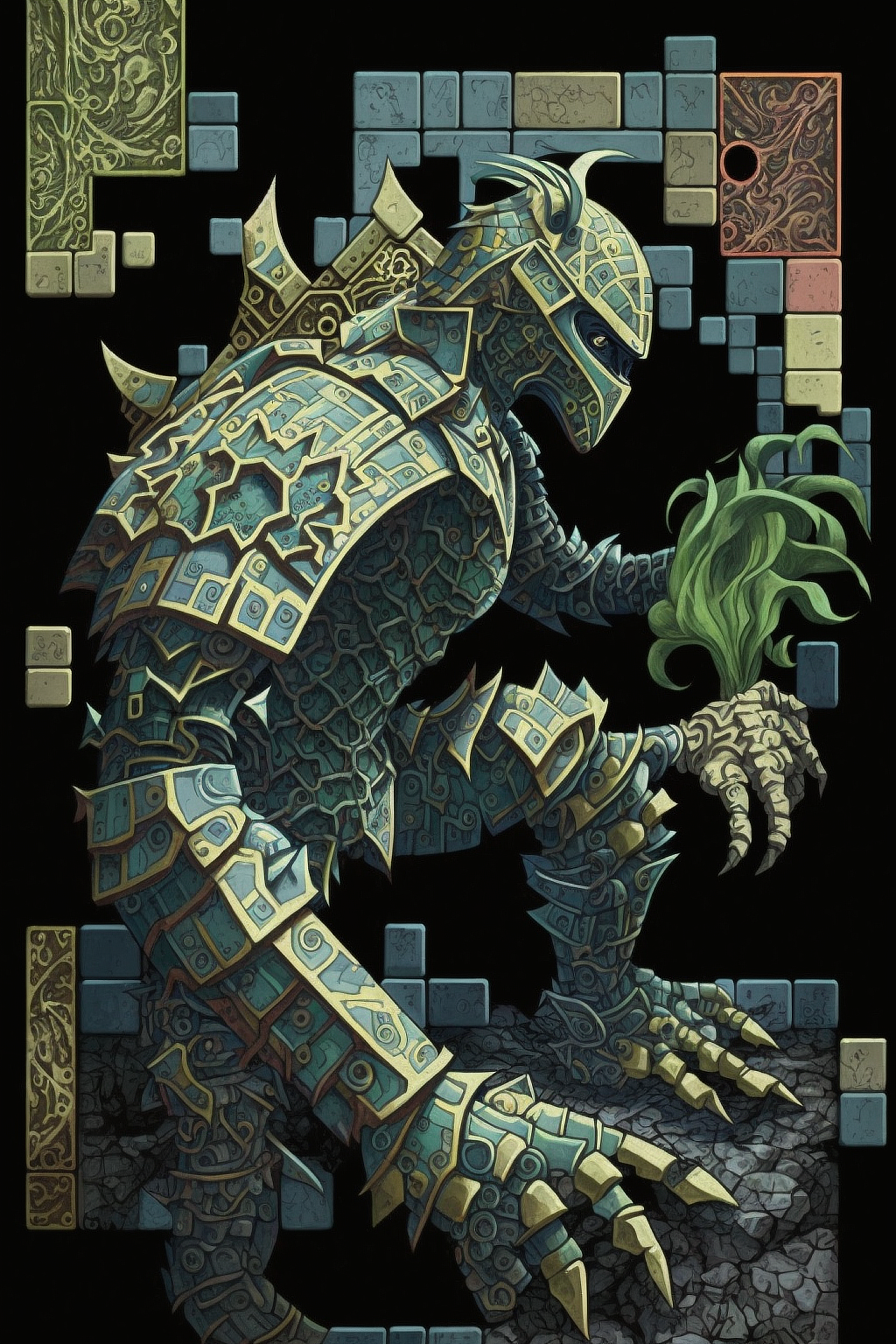 a cartoon of a monster holding a plant