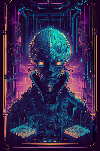 a digital art of a robot