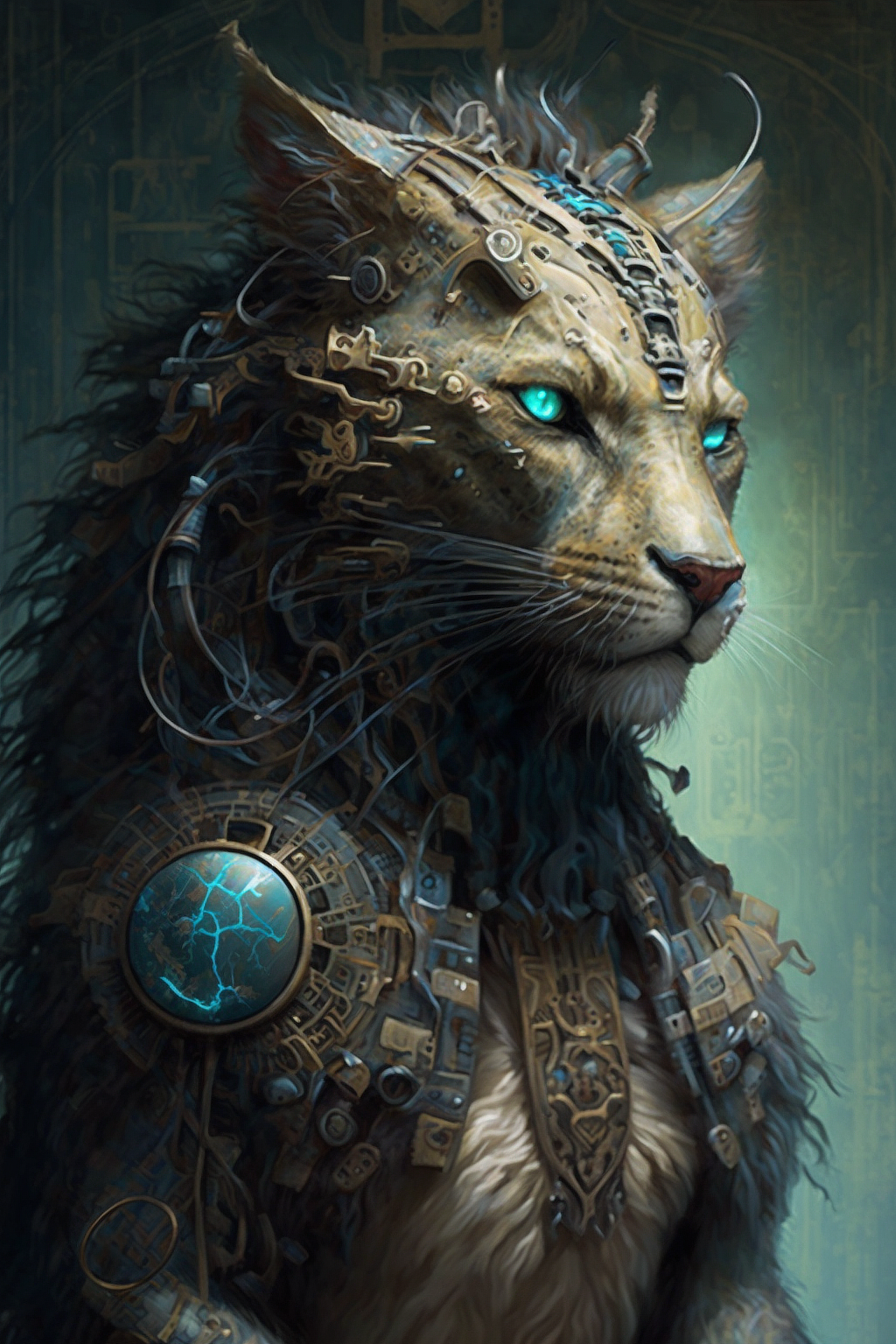 a digital art of a lion