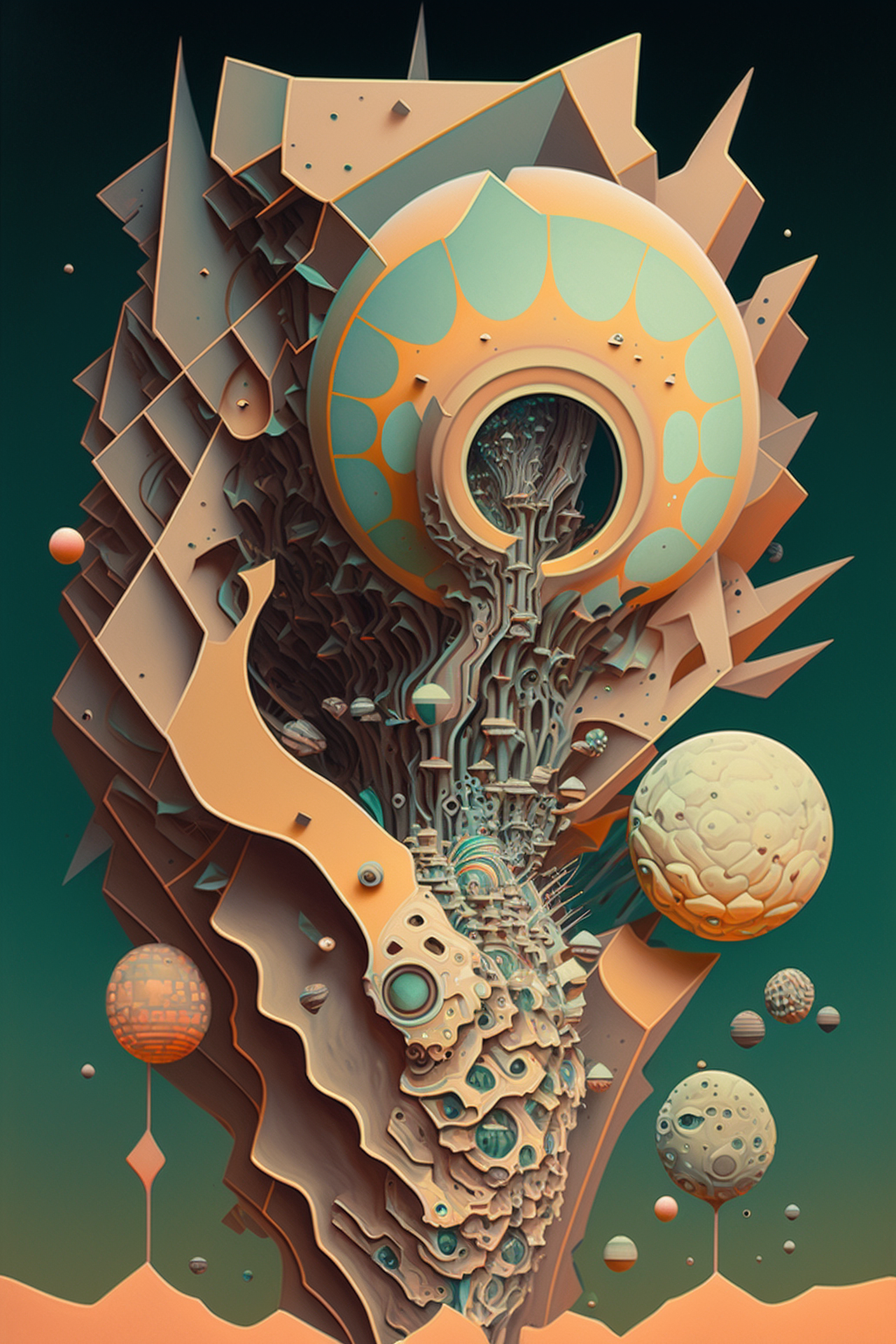 a computer generated artwork of a colorful structure