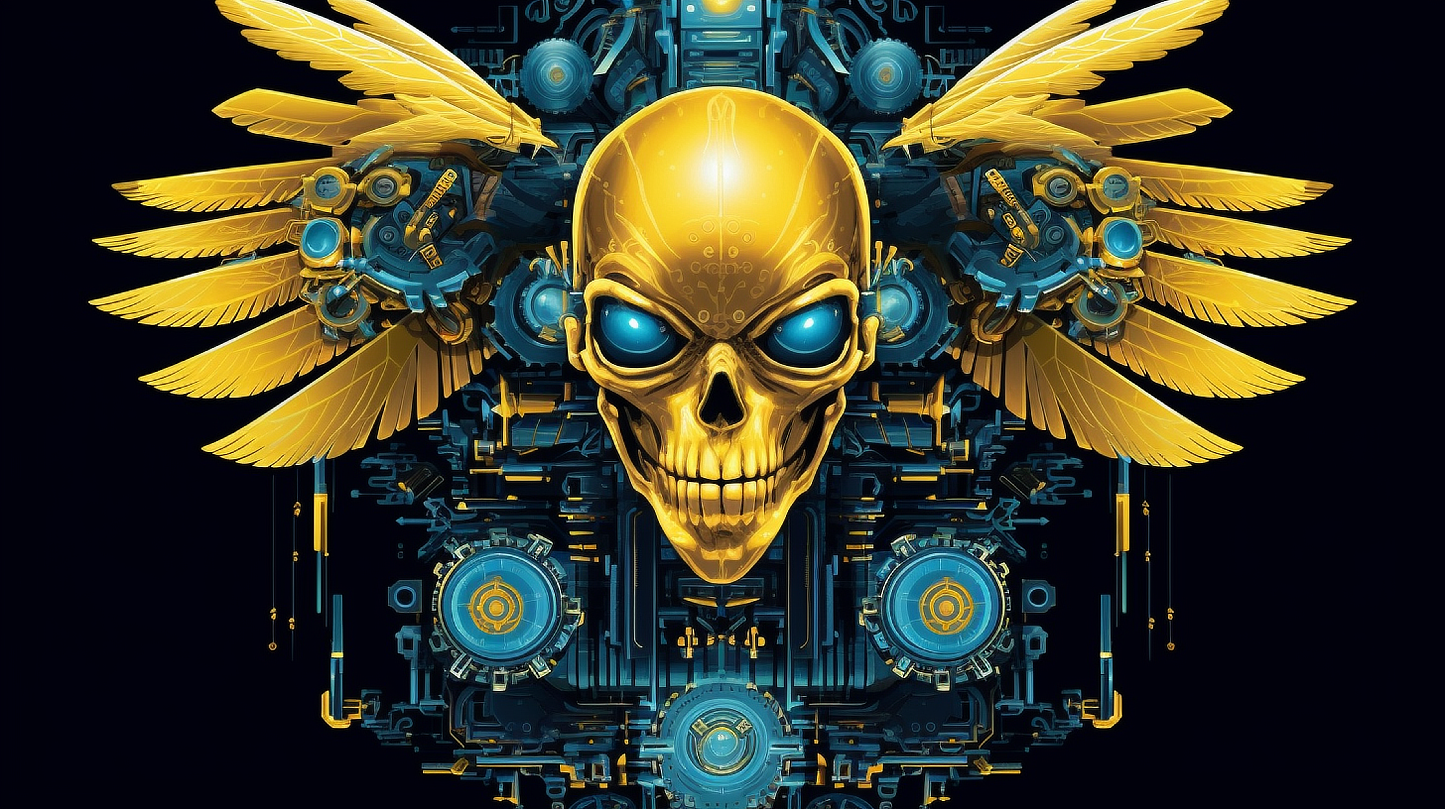 a skull with wings and gears