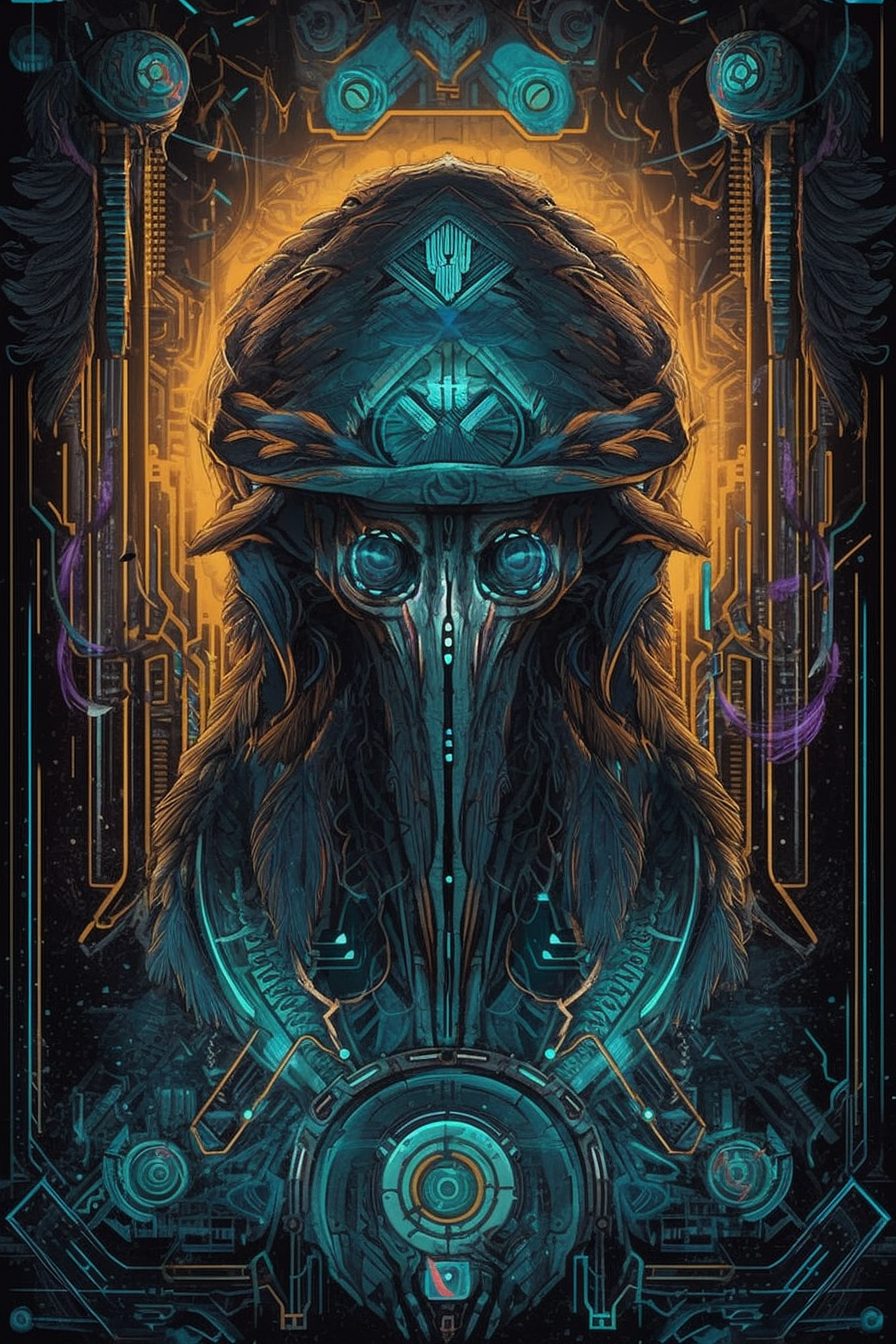 a digital art of a bird