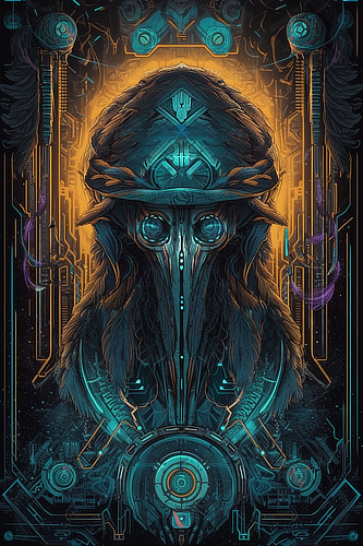 a digital art of a bird