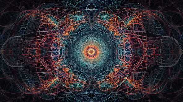 a colorful pattern with lines and dots