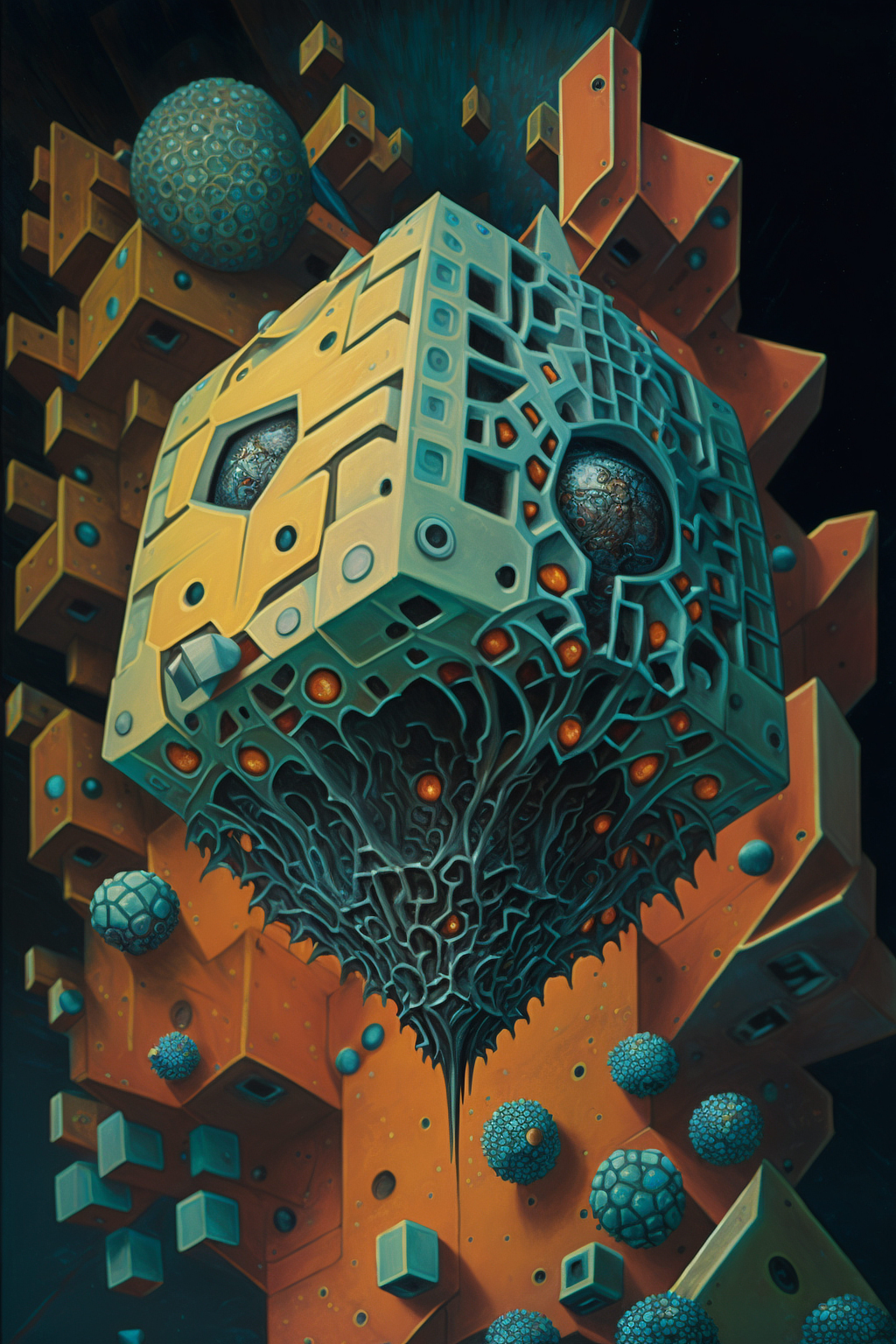 a colorful cube with holes and holes