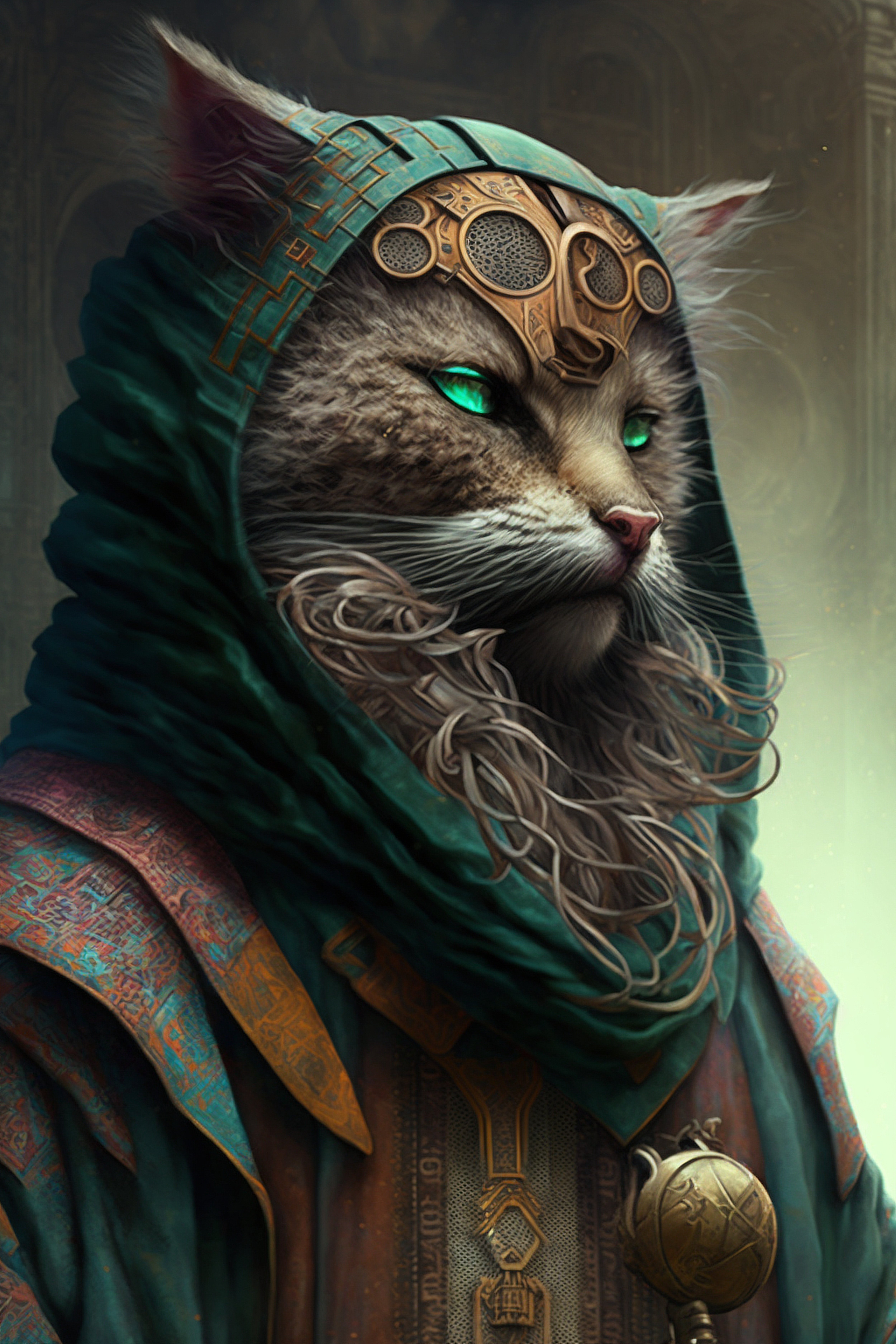 a cat wearing a hoodie and a robe