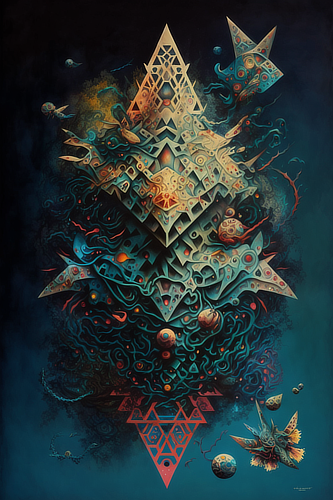 a colorful artwork of a triangle