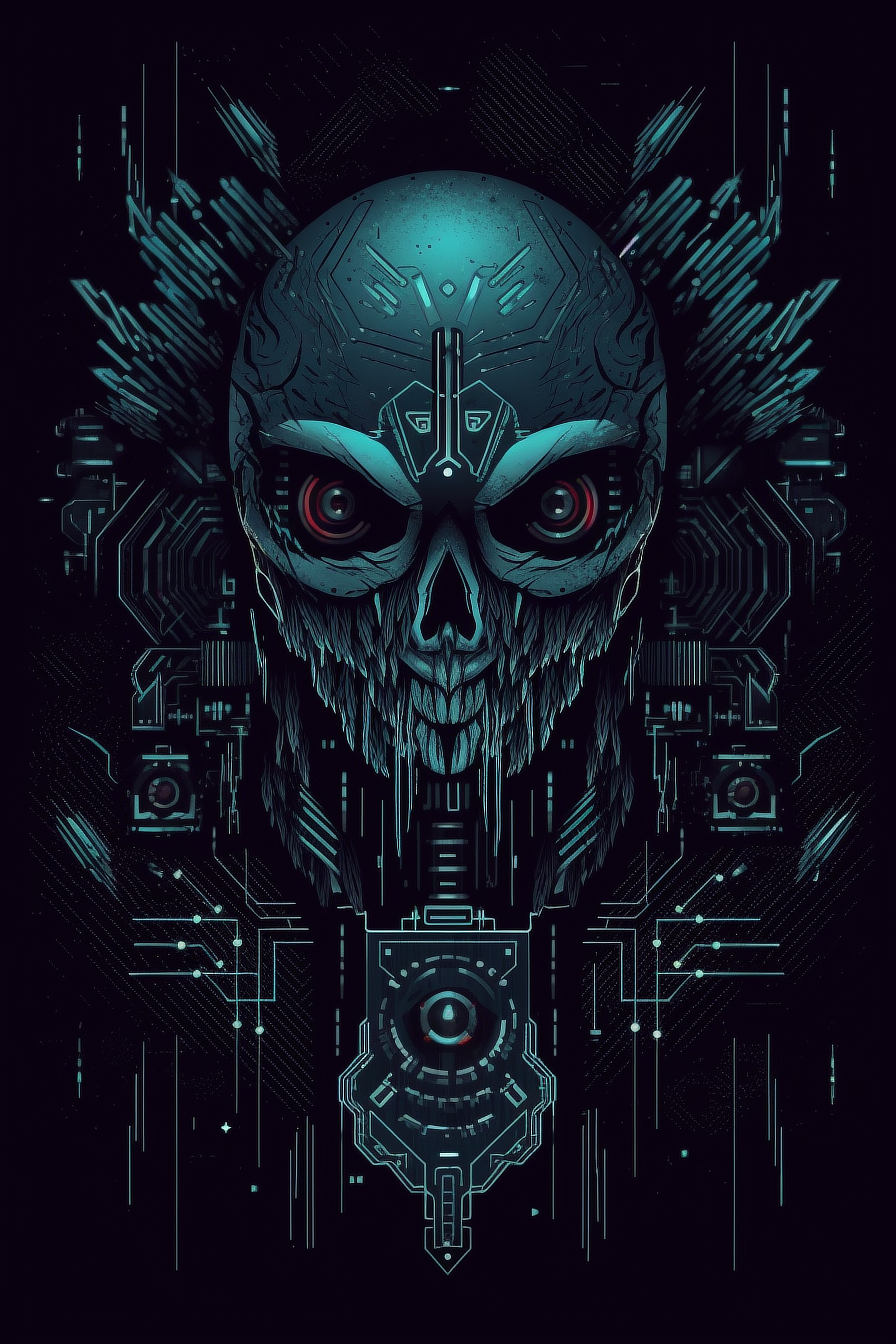 a digital art of a skull