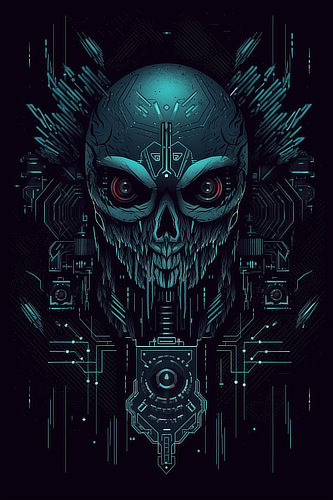 a digital art of a skull