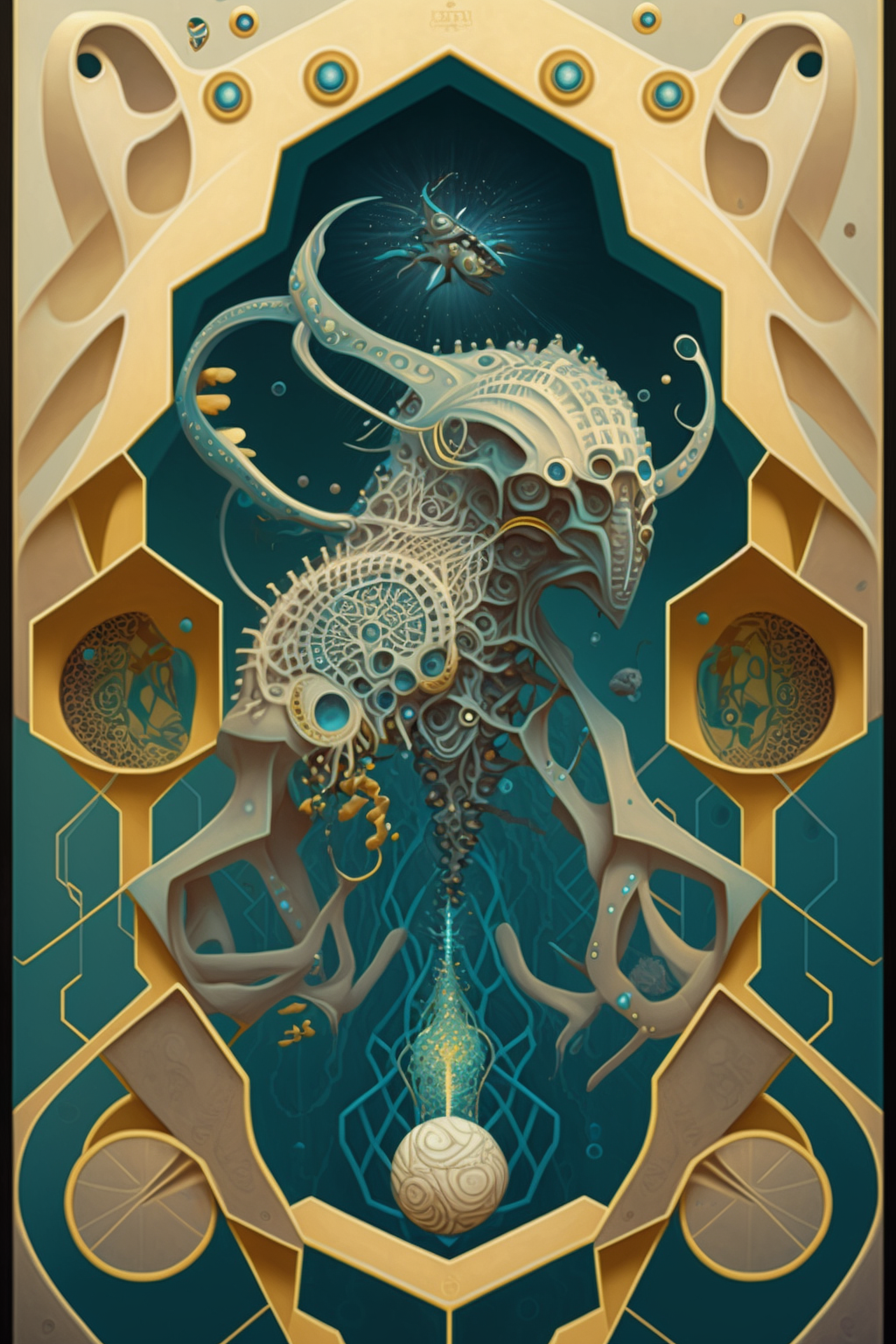 a artwork of a creature with a butterfly