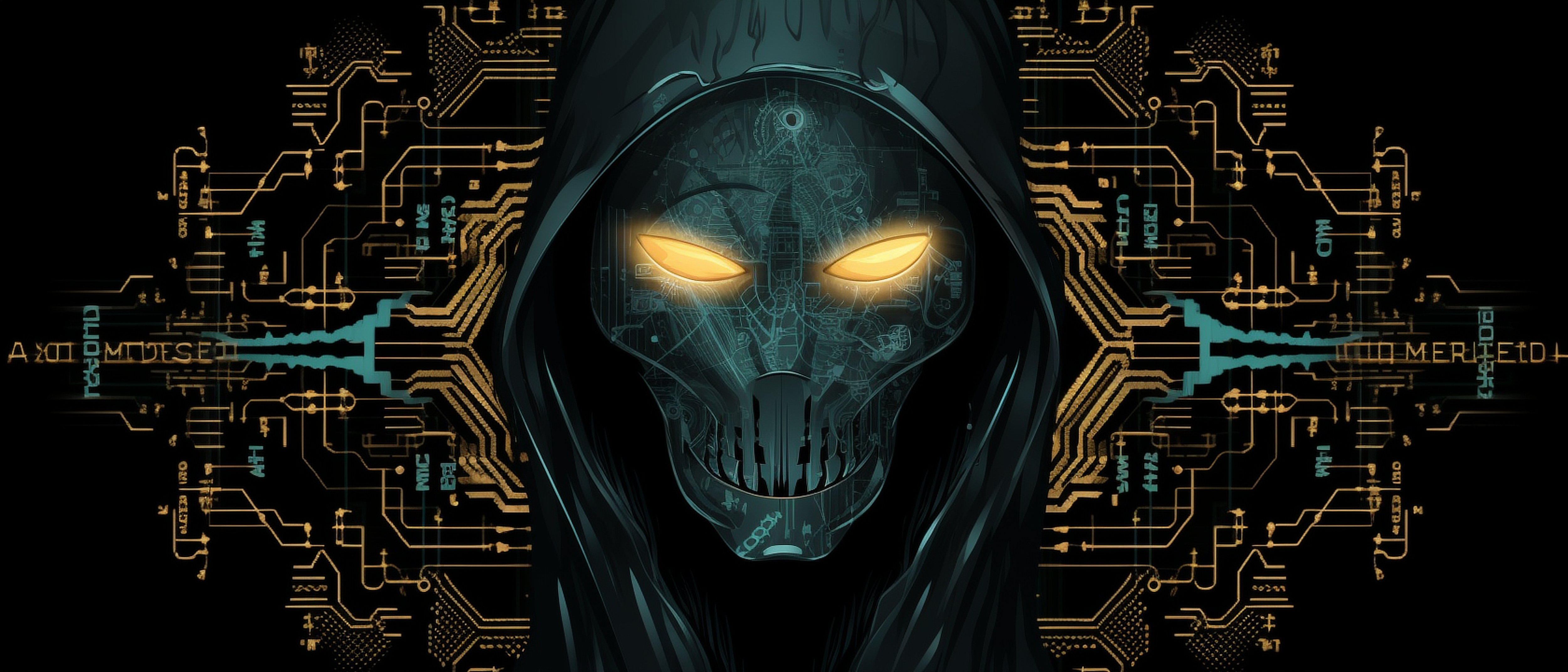 a skull with glowing eyes