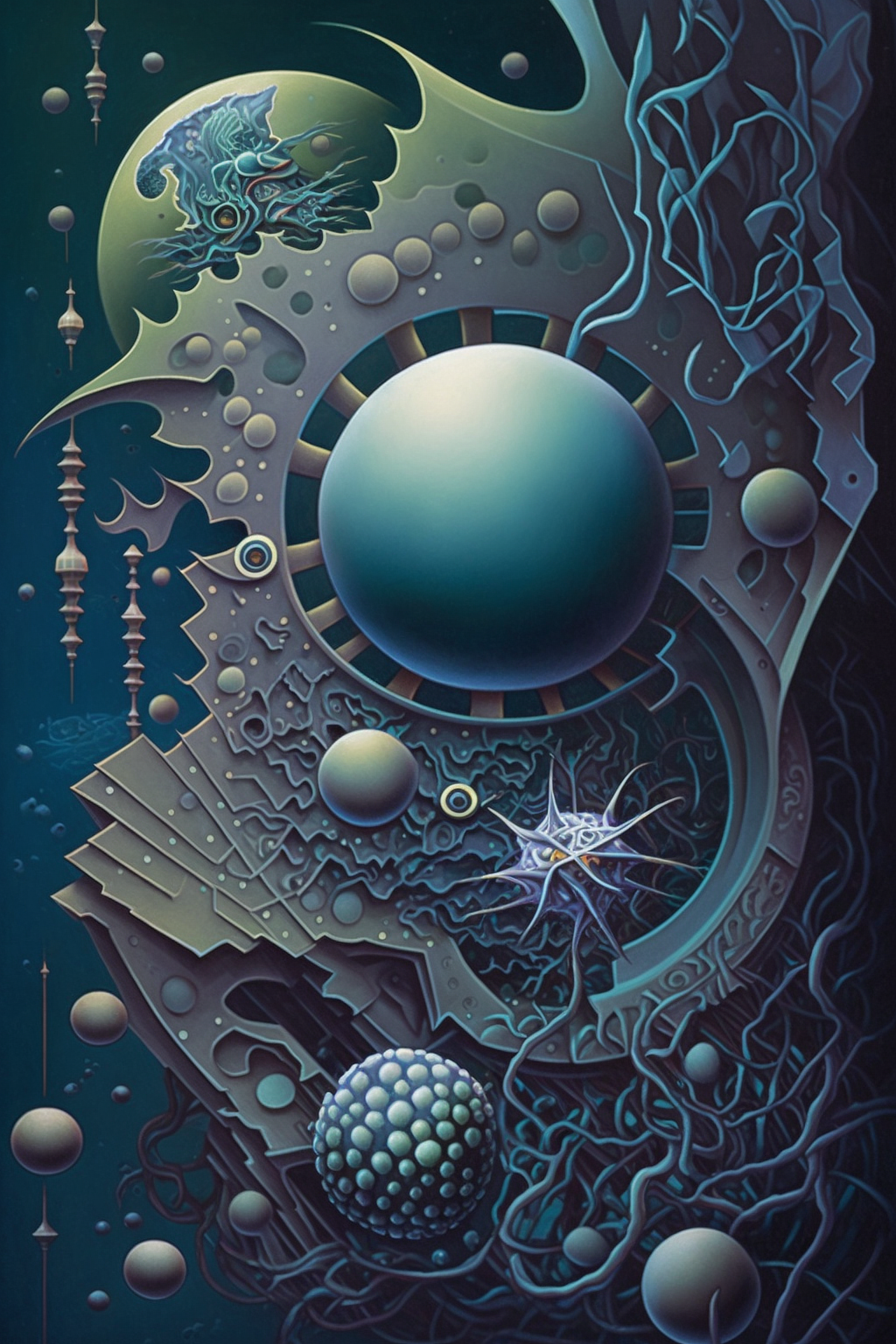 a artwork of a blue and green planet