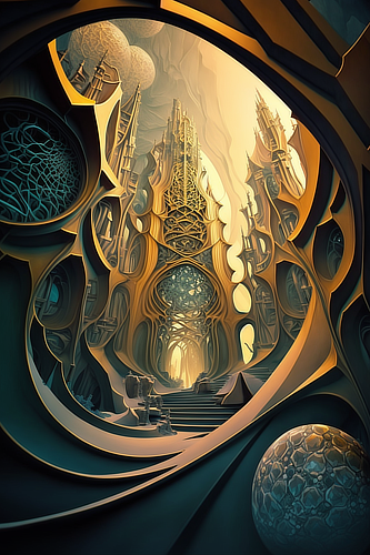 a large building with a large tower and many round windows