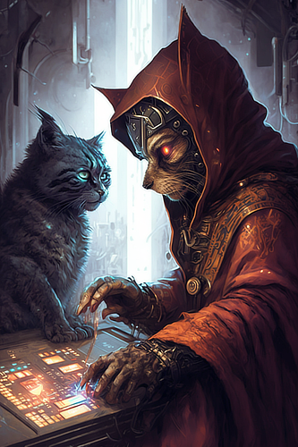 a cat and a cat looking at a computer