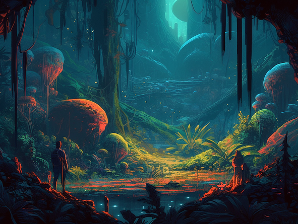 a man standing in a forest