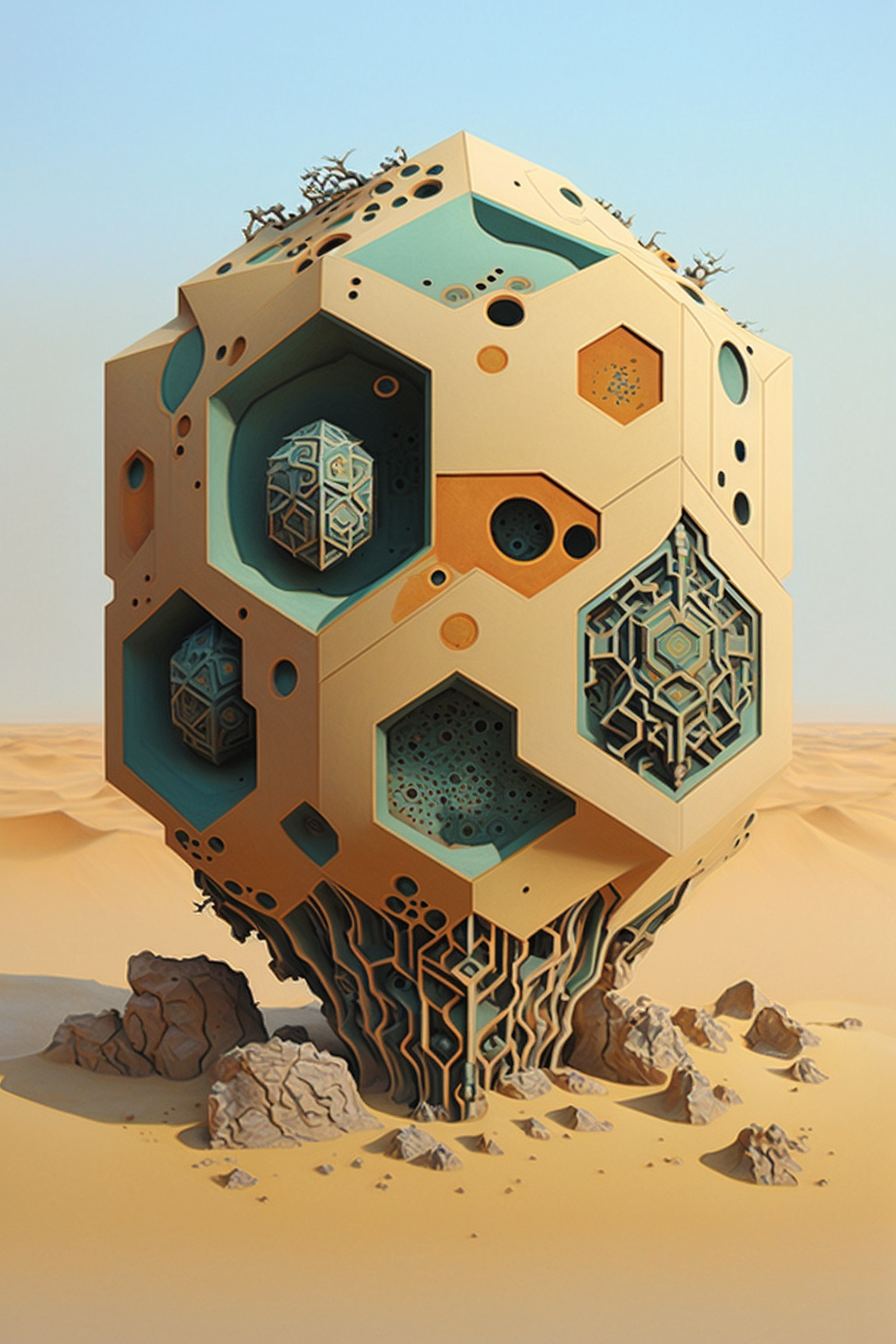 a large cube shaped object with holes and holes in it