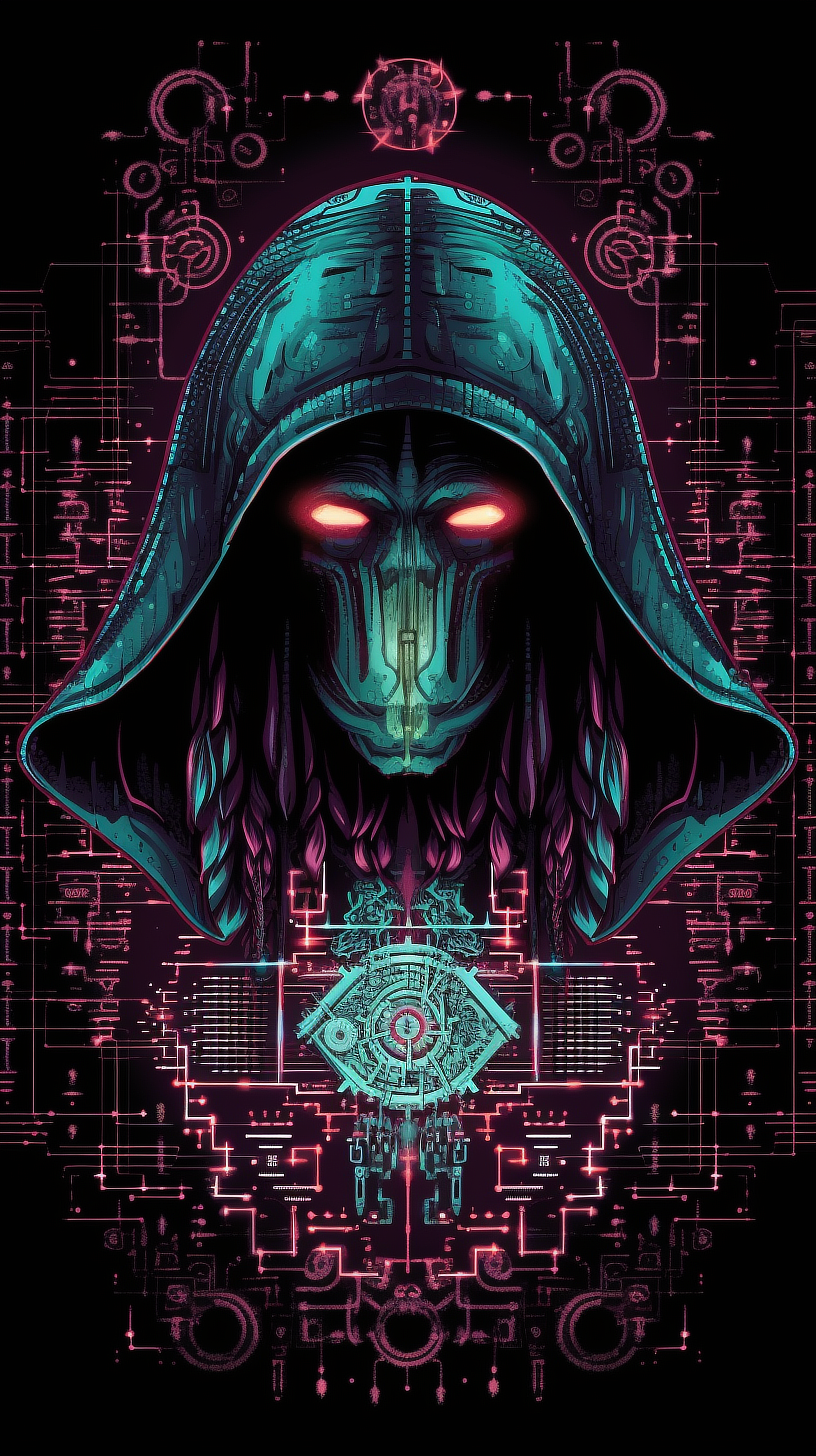 a digital art of a person in a hood